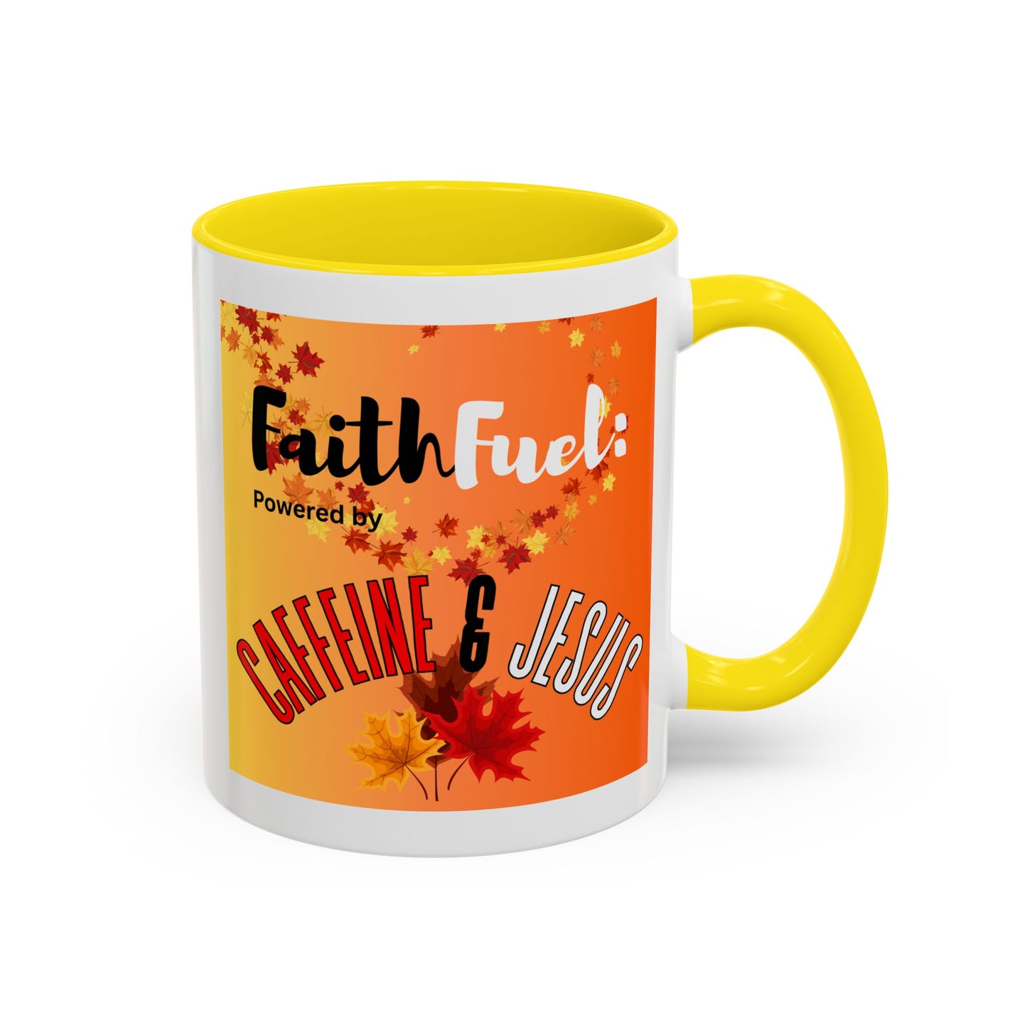 FaithFuel Caffeine & Jesus Mug - Fall Coffee Cup, Inspirational Gift, Autumn Decor, Home Office Supplies, Religious Mug