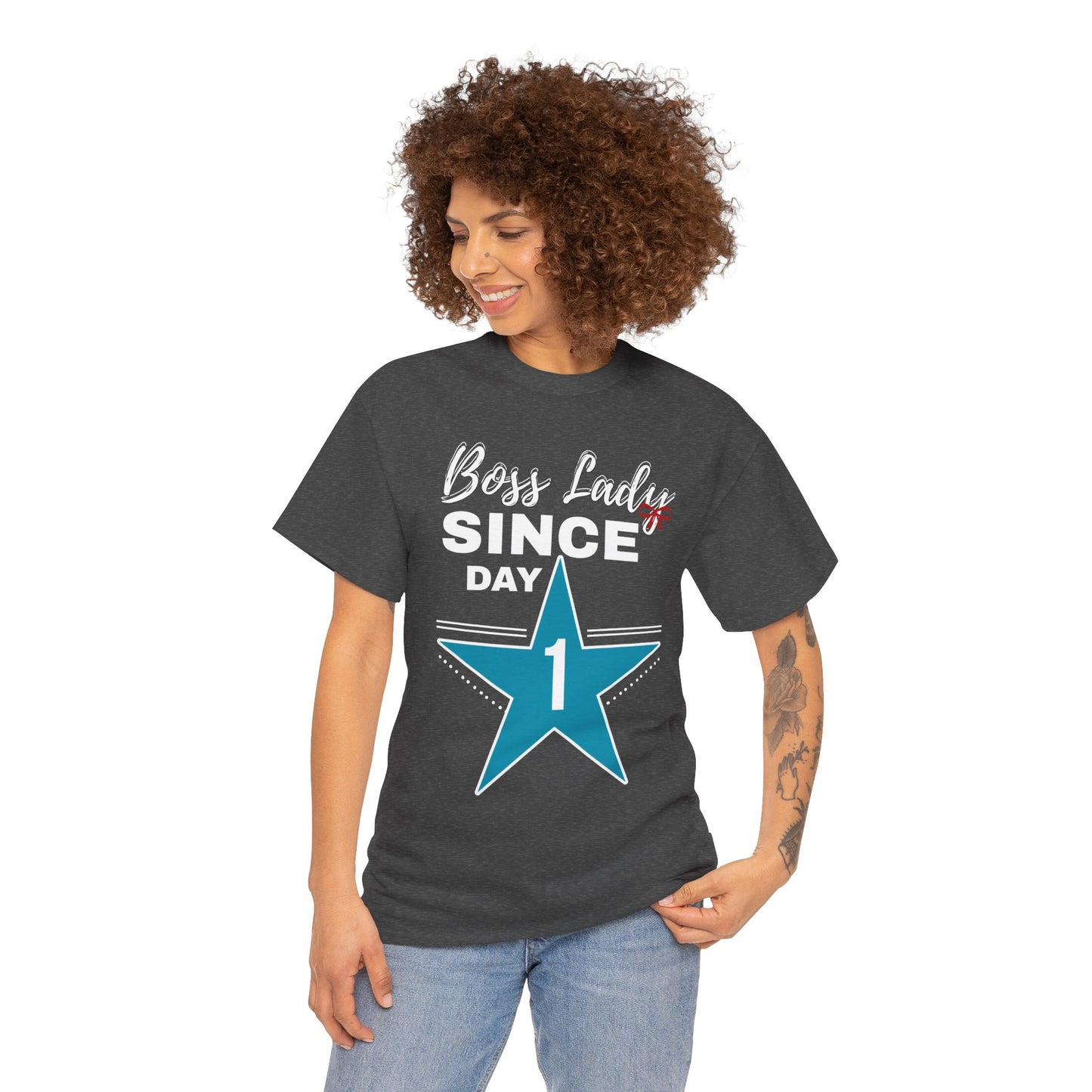 Boss Lady Since Day 1 Tee - Unisex Heavy Cotton Shirt, Perfect for Bosses, Gifts, Celebrations, Fun Occasions, Casual Wear