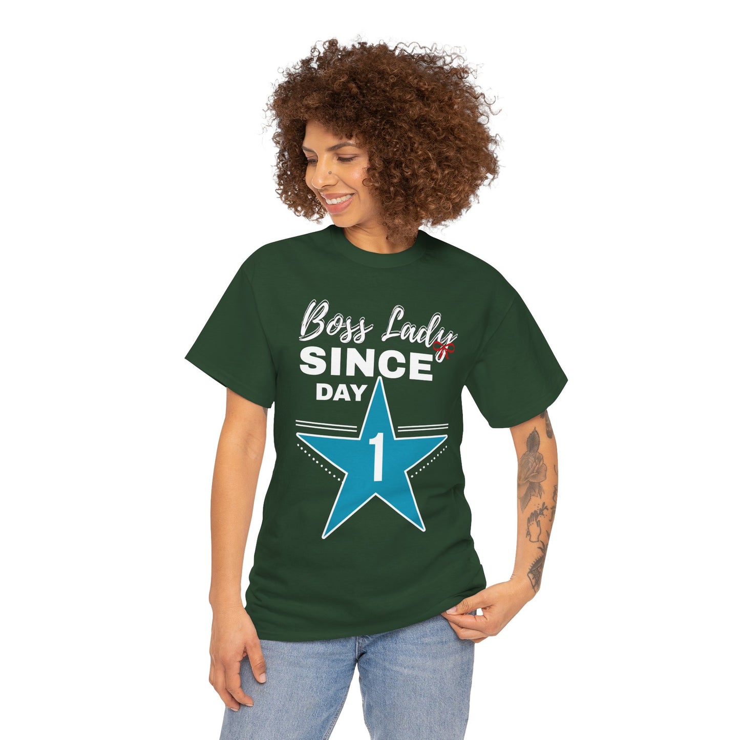 Boss Lady Since Day 1 Tee - Unisex Heavy Cotton Shirt, Perfect for Bosses, Gifts, Celebrations, Fun Occasions, Casual Wear