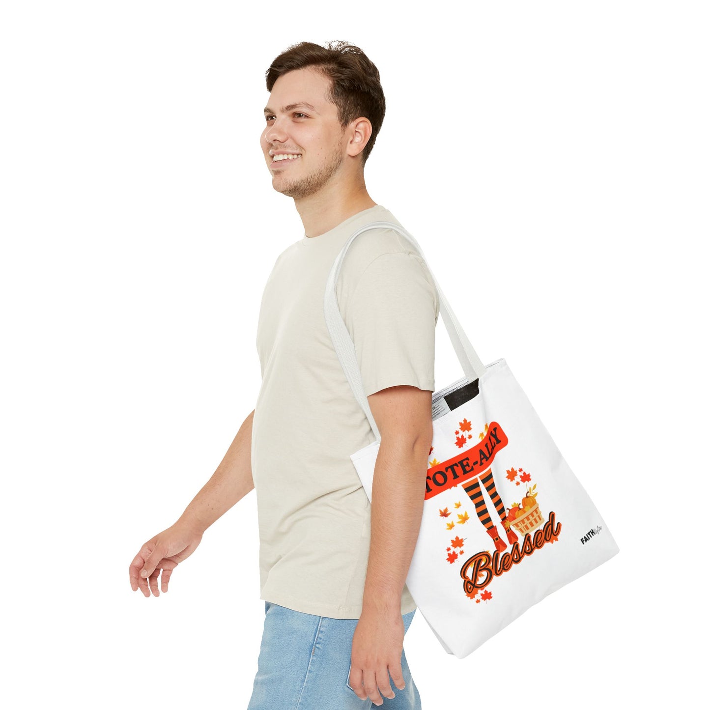 FaithStyles Blessed Holiday Tote Bag, Autumn Tote, Fall Accessories, Gift for Her, Seasonal Shopping Bag, Cute Grocery Bag