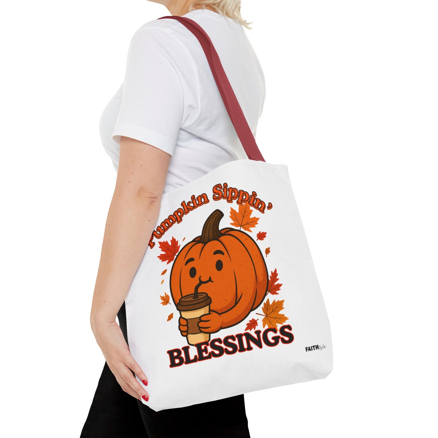 FaithStyles Autumn Pumpkin Blessings Tote Bag | Fall Bag, Cute Tote, Gift for Her, Thanksgiving, Coffee Lovers, Halloween Decor