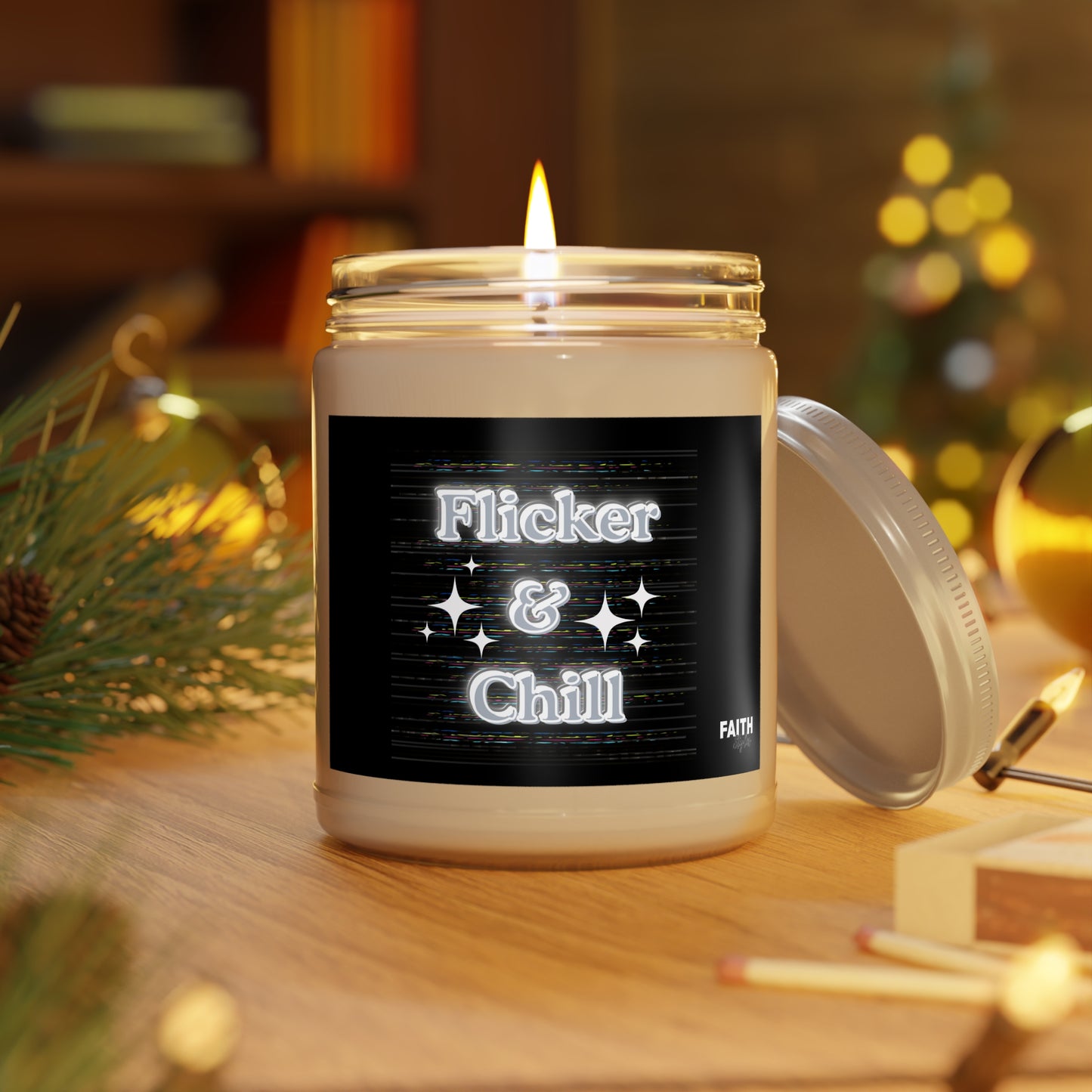 FaithStyles Flicker & Chill Scented Soy Candle - Aromatherapy Gift, Home Decor, Relaxation, Self-Care, Cozy Vibes, Unique Fragrance