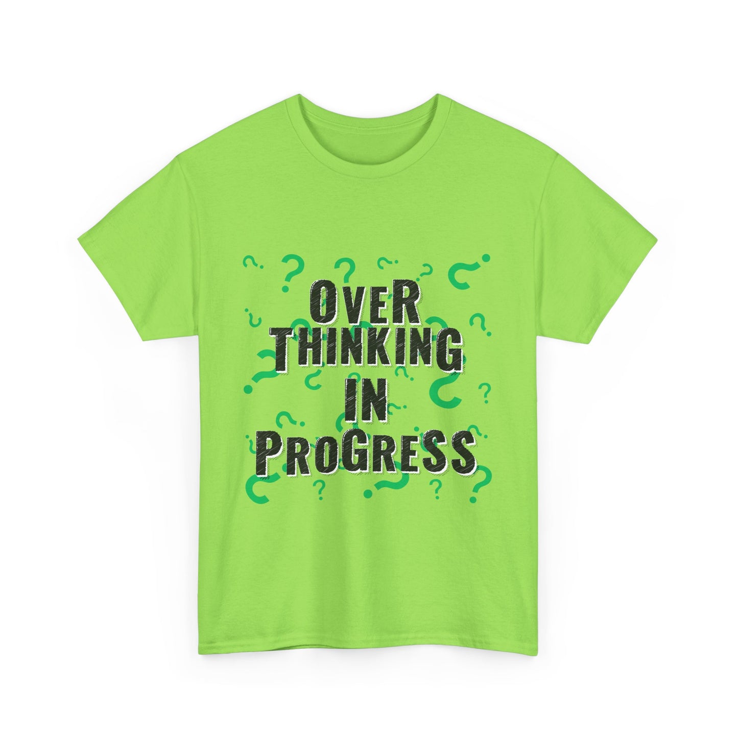 Overthinking in Progress Unisex Heavy Cotton Tee, Fun Graphic T-Shirt, Casual Wear, Gift for Thinkers, Relaxed Fit Tee