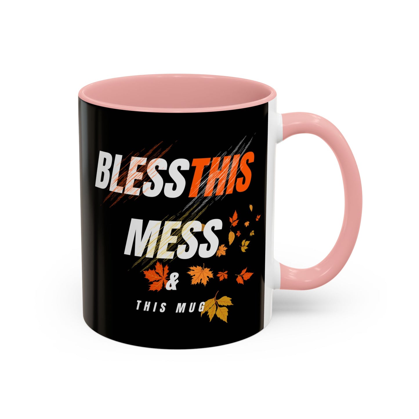 Bless This Mess Coffee Mug, Autumn Mug, Funny Mug Gift, Black Ceramic Mug, Fall Coffee Cup