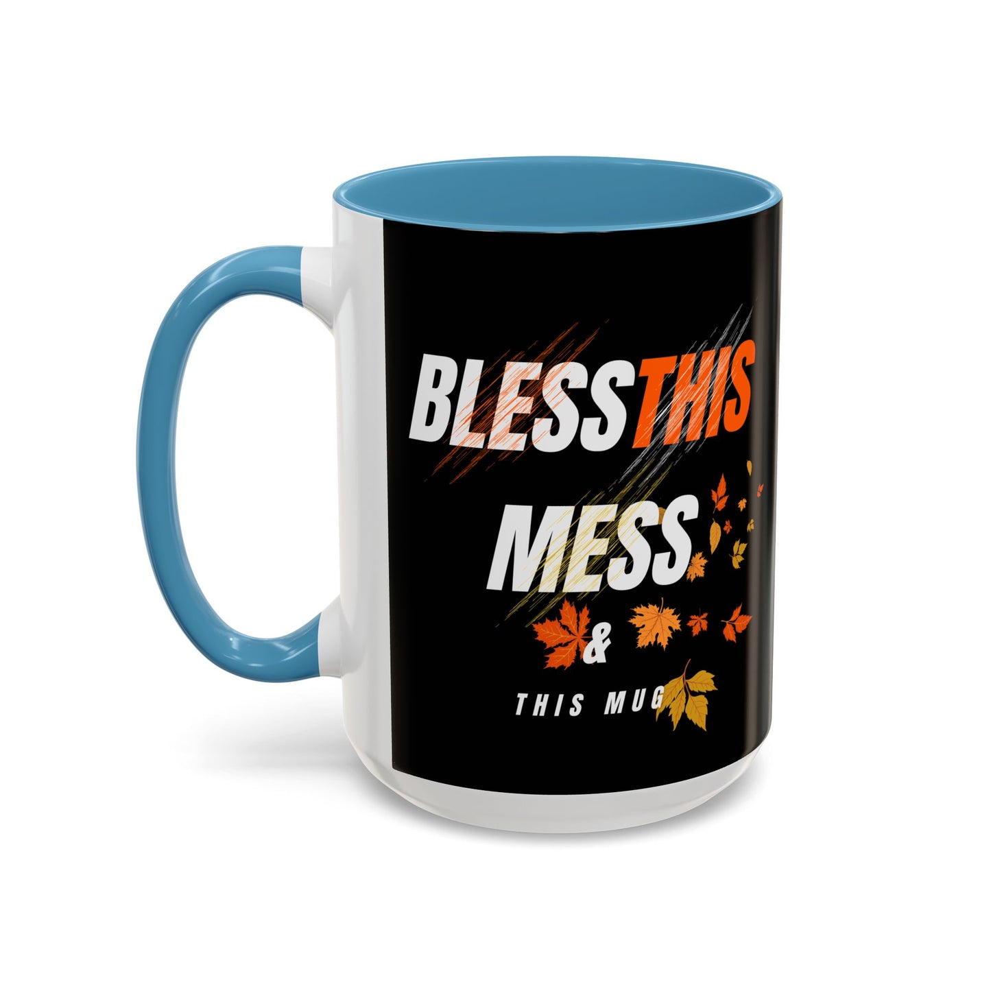 Bless This Mess Coffee Mug, Autumn Mug, Funny Mug Gift, Black Ceramic Mug, Fall Coffee Cup