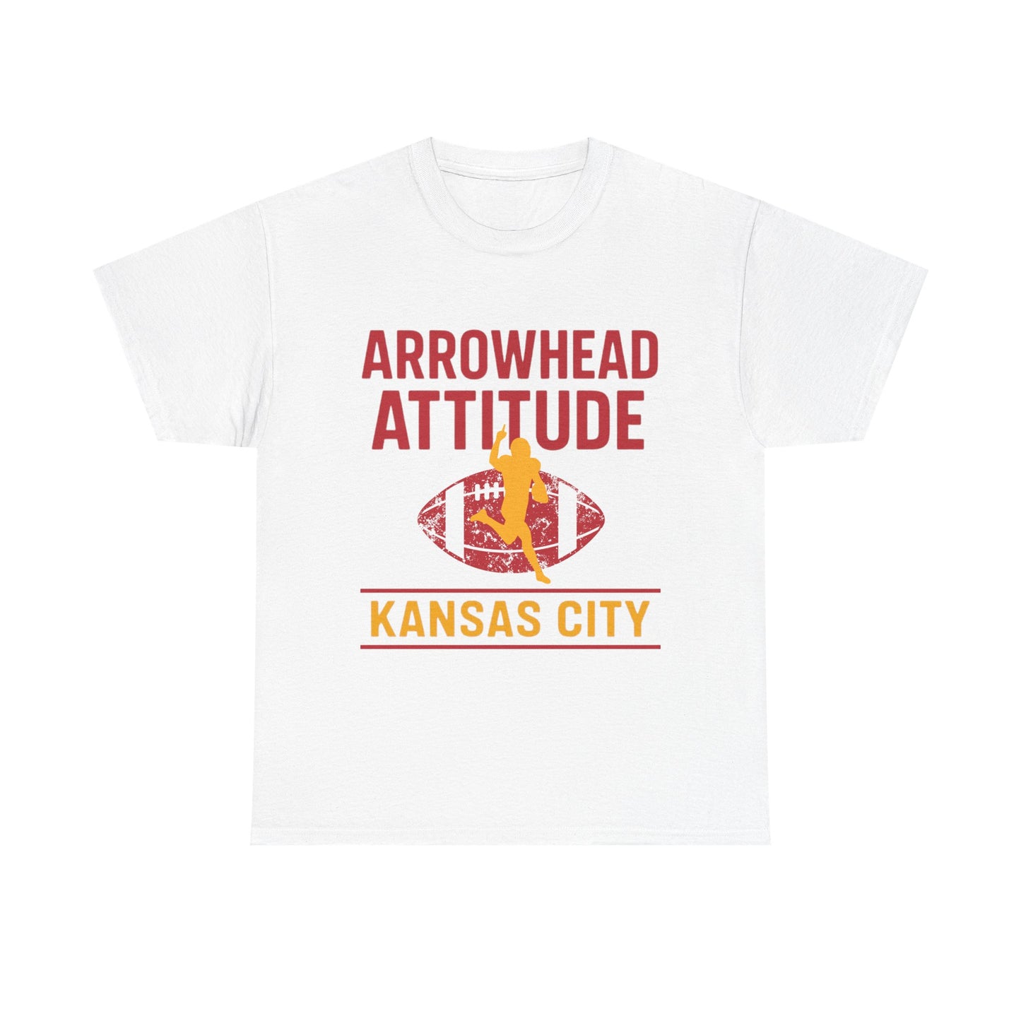Male Heavy Cotton Tee, Arrowhead Attitude, Football Tee
