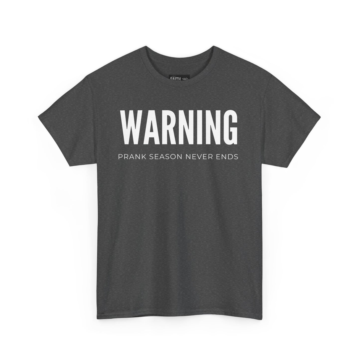 Warning Prank Season Unisex Heavy Cotton Tee | Fun Gift, Casual Wear, Comedy Merchandise, Birthday Gift, Prankster Shirt