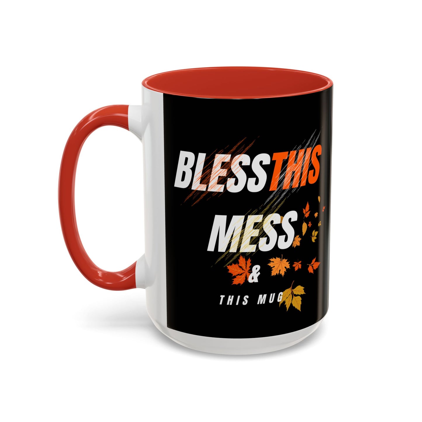 Bless This Mess Coffee Mug, Autumn Mug, Funny Mug Gift, Black Ceramic Mug, Fall Coffee Cup