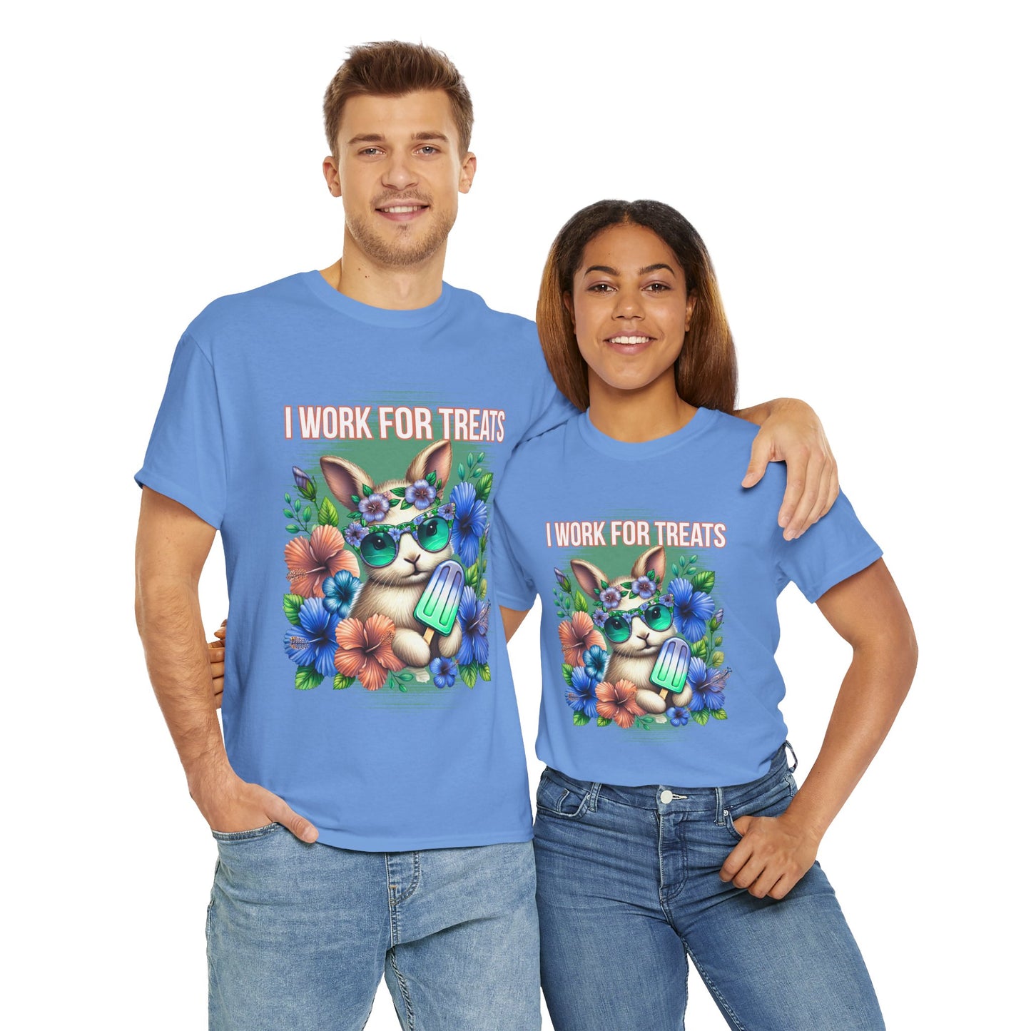 Cute Bunny Graphic Tee for Treat Lovers, Summer Fun Shirt, Animal Lover Gift, Cute Gift for Her, Floral T-Shirt