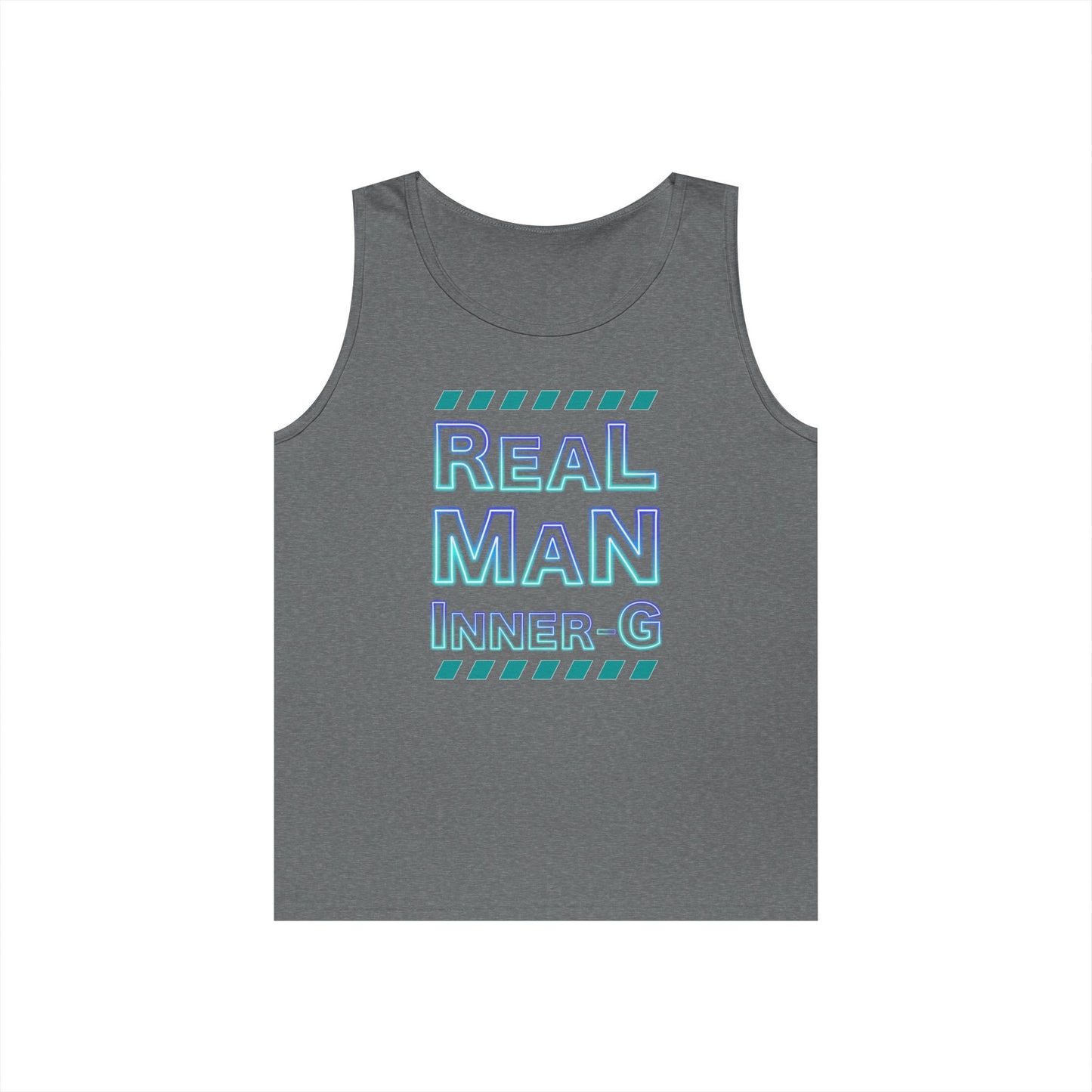 Real Man Inner G Unisex Heavy Cotton Tank Top, Motivational Gym Wear, Summer Fashion, Casual Outift, Gift for Him, Inspirational Tank
