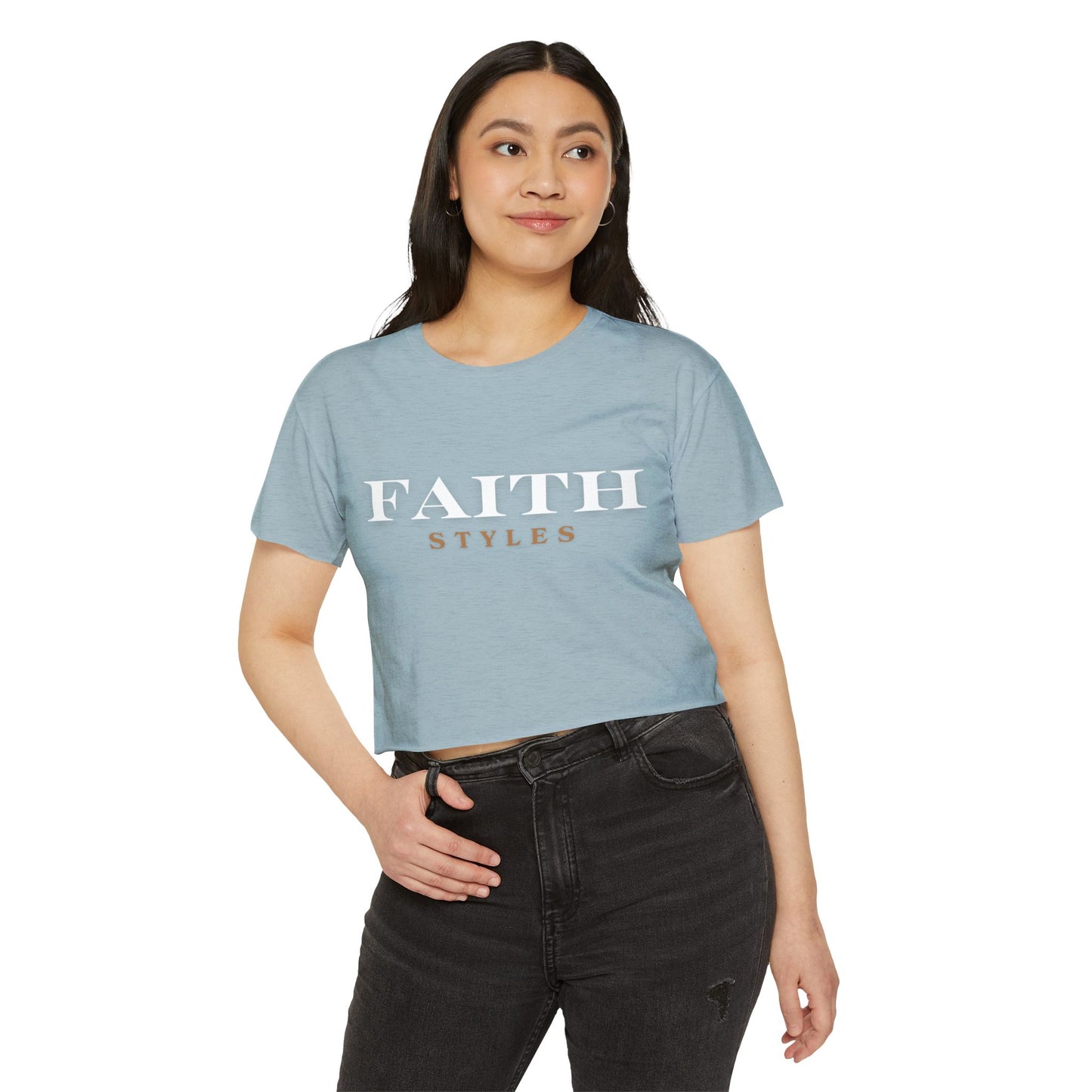 Women's Festival Crop Top - Faith Styles, Casual Summer Top, Music Festival Apparel, Boho Chic Tee, Everyday Wear