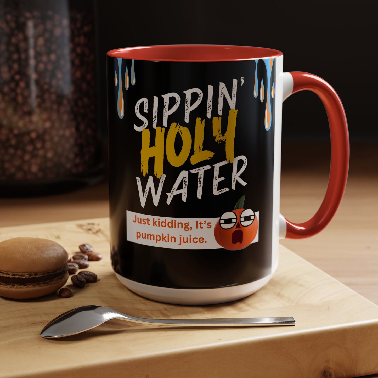Sippin' Holy Water Coffee Mug, Funny Pumpkin Juice Mug, Halloween Coffee Cup, Unique Gift for Fall, Cute Office Mug, Quirky Kitchenware