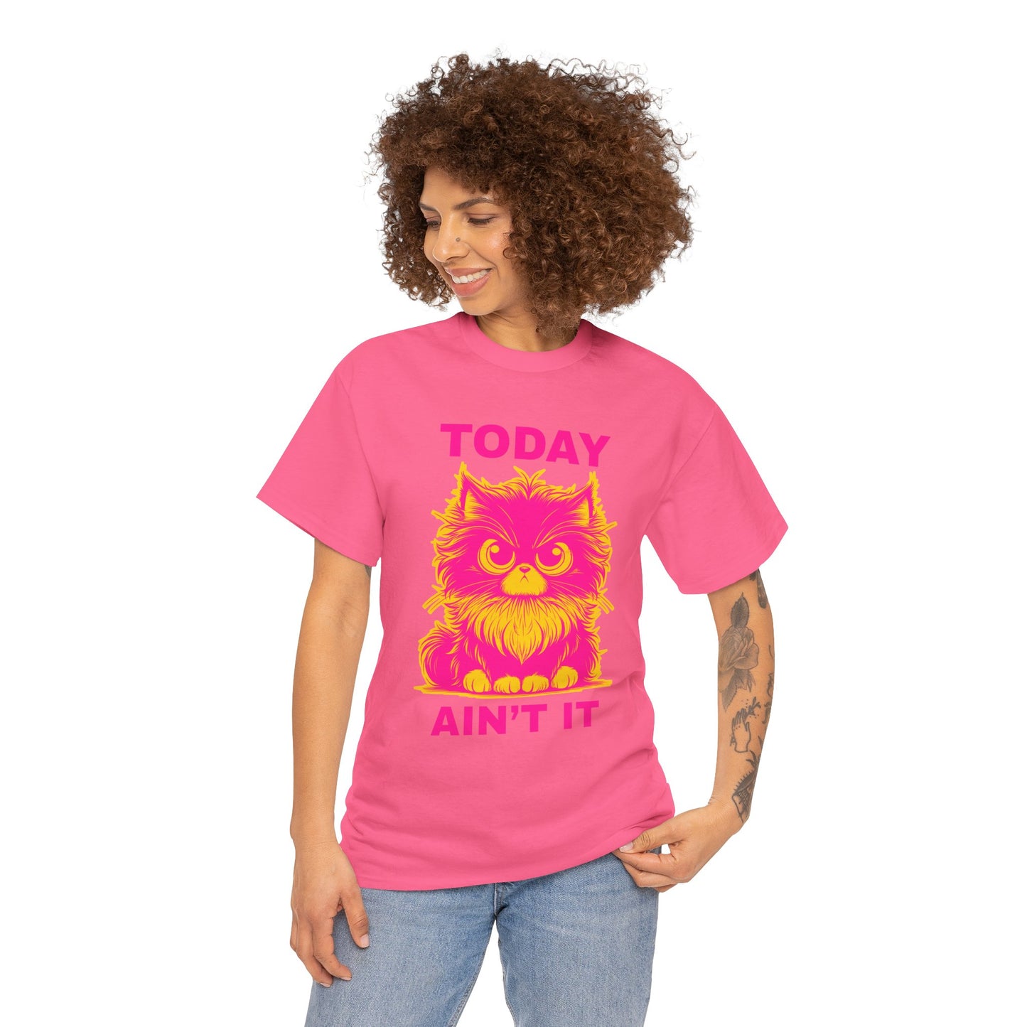 Funny Cat Tee - 'Today Ain't It' Unisex Heavy Cotton T-Shirt