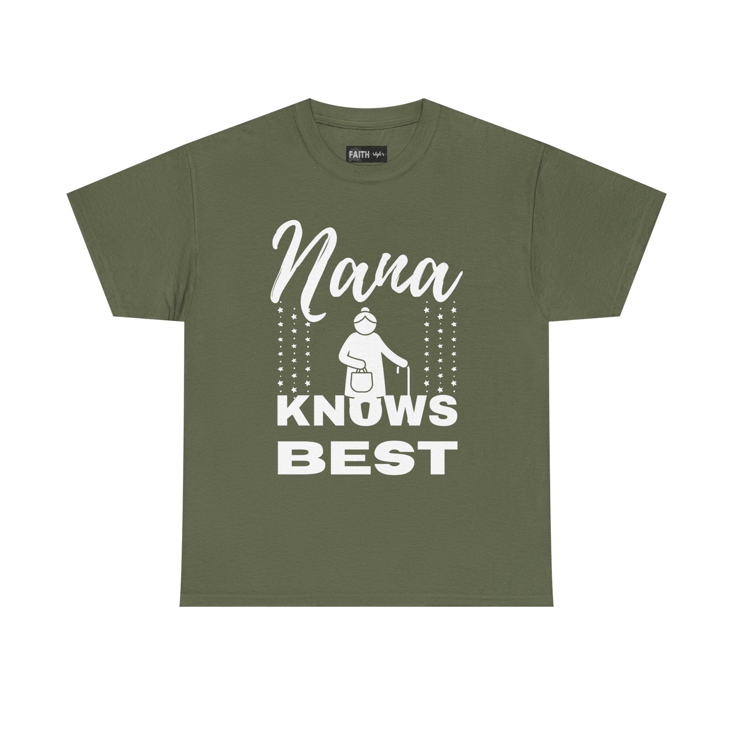 Unisex Heavy Cotton Tee - Nana Knows Best, Gift for Grandma, Family Reunion, Mother's Day, Casual Everyday Wear