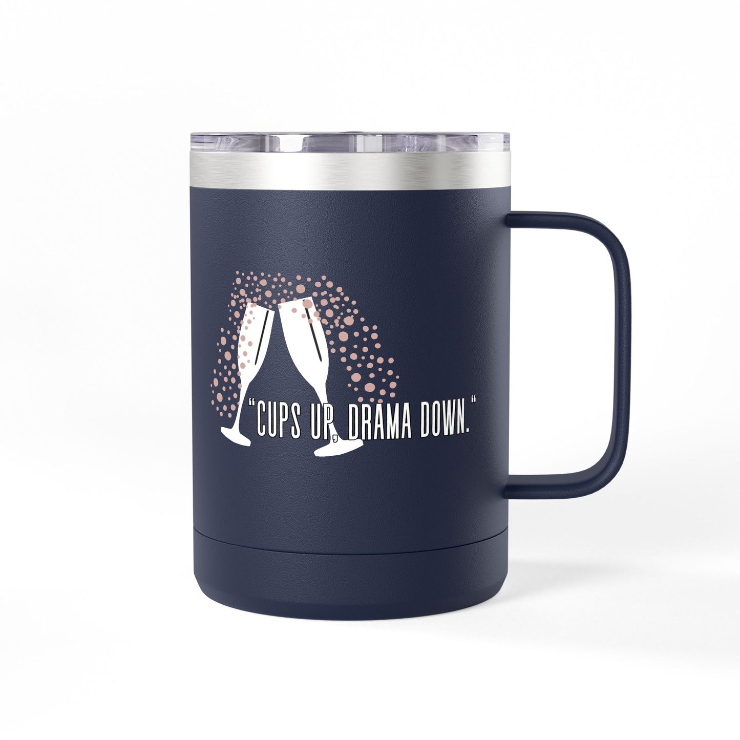 Celebratory Coffee Mug Tumbler, Cheers Gift for Friends, 15oz Drinkware for Parties, Birthdays, Wedding, Fun Gatherings