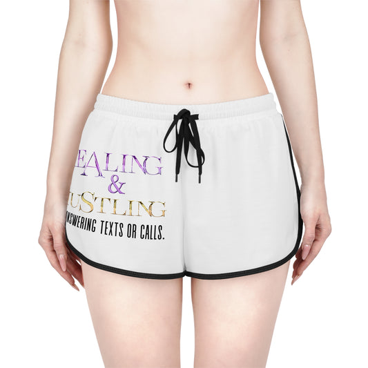 Healing & Hustling Women's Relaxed Shorts, Casual Lounge Shorts, Motivational Activewear, Summer Vacation Shorts, Gift for Entrepreneurs