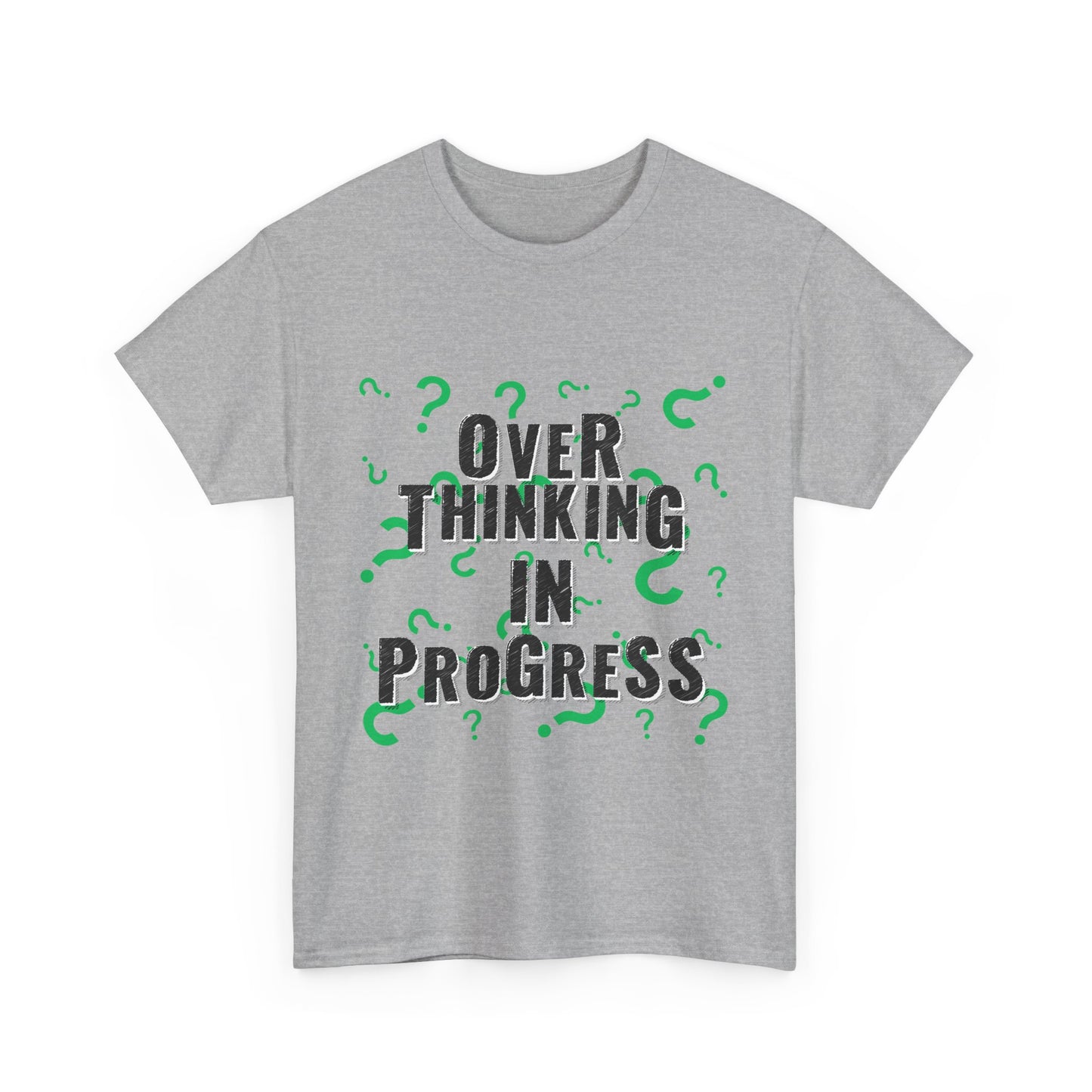 Overthinking in Progress Unisex Heavy Cotton Tee, Fun Graphic T-Shirt, Casual Wear, Gift for Thinkers, Relaxed Fit Tee