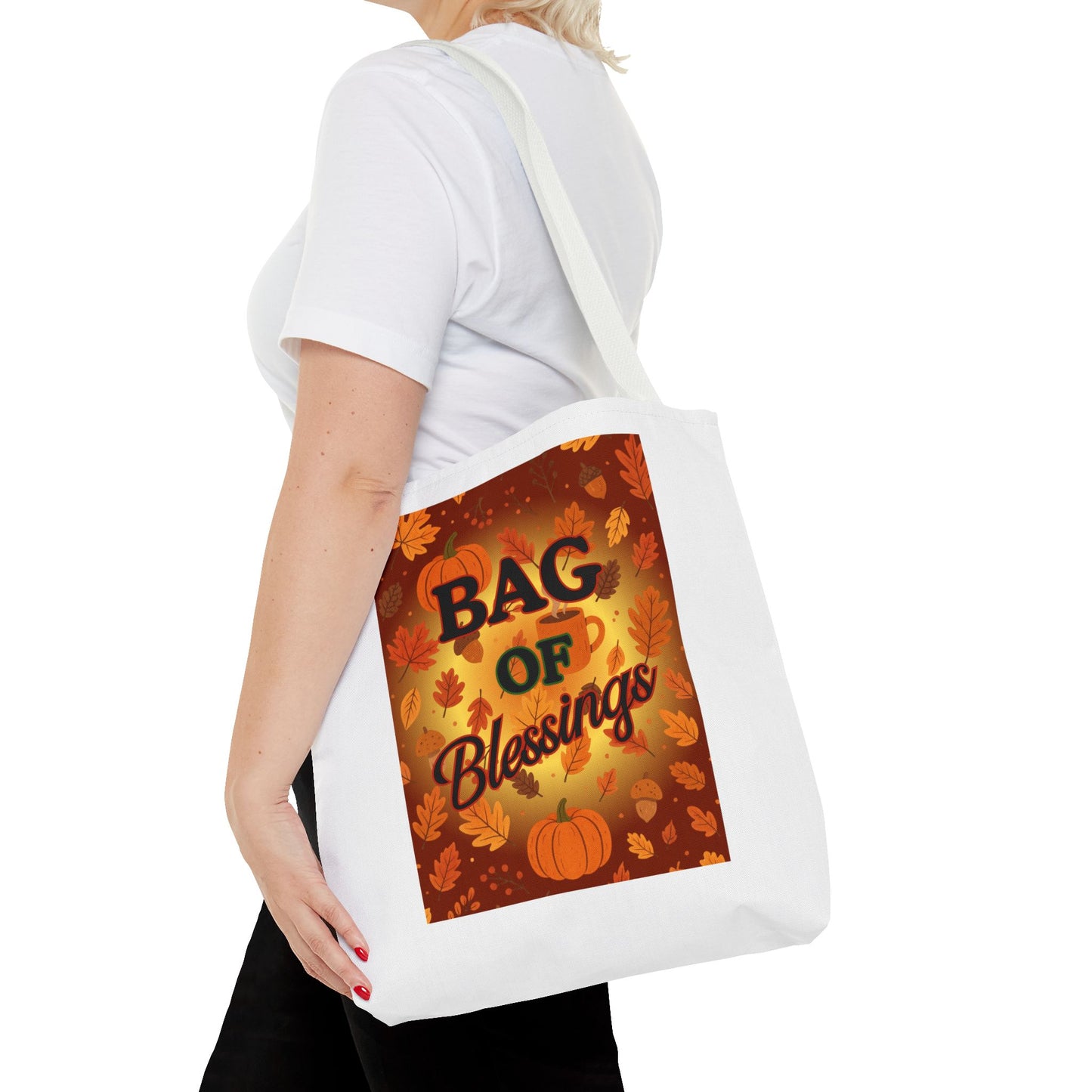 Autumn Blessings Tote Bag, Fall Tote for Shopping, Thanksgiving Gift Bag, Seasonal Carrier, Eco-Friendly Reusable Tote