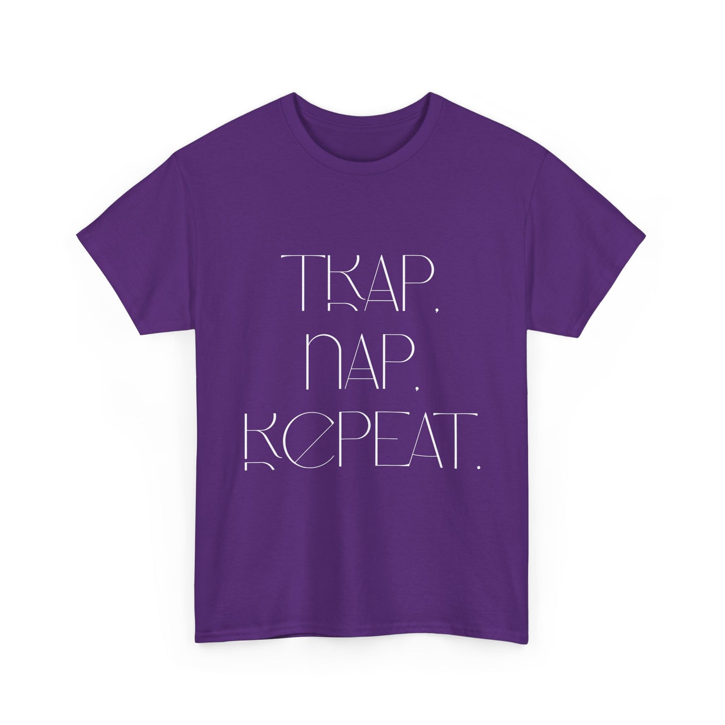 Unisex Heavy Cotton Tee - 'Trap. Nap. Repeat.' Motivational Shirt for Relaxation and Leisure