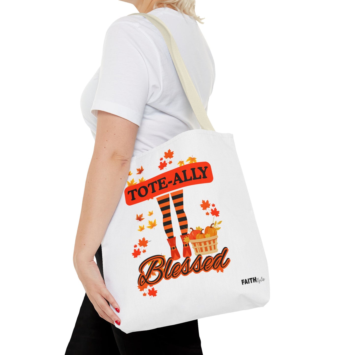 FaithStyles Blessed Holiday Tote Bag, Autumn Tote, Fall Accessories, Gift for Her, Seasonal Shopping Bag, Cute Grocery Bag