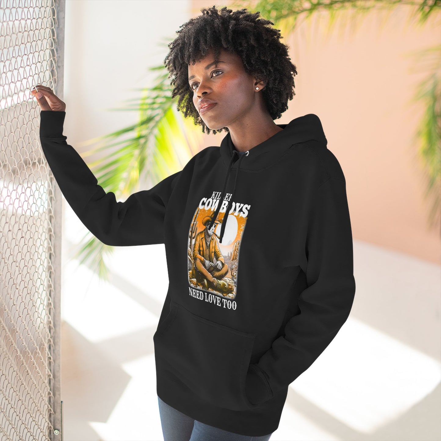 Three-Panel Fleece Hoodie-Front & Back Images