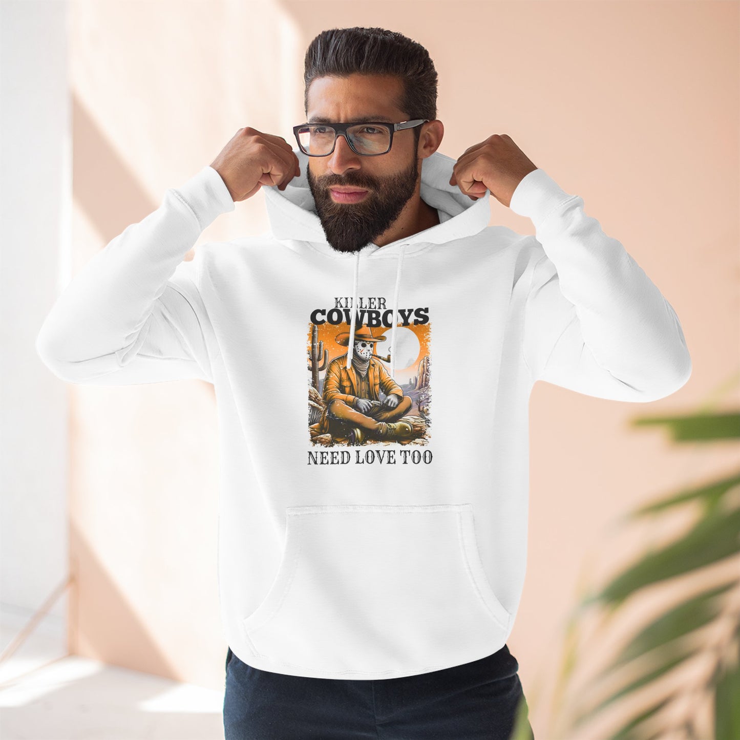 Three-Panel Fleece Hoodie-Front & Back Images