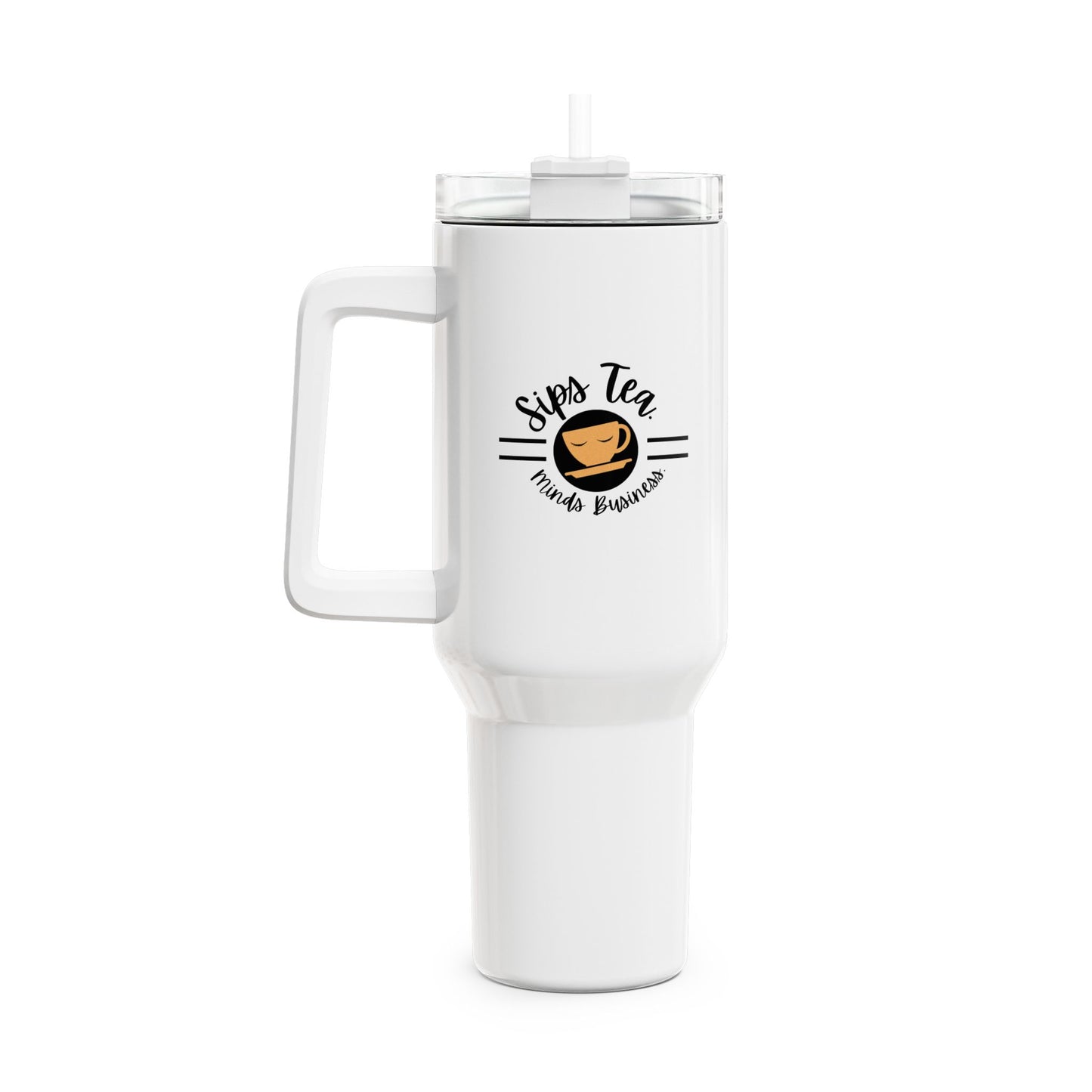 40oz Tumbler with Straw - Perfect for Hot or Cold Beverages, Travel Mug, Insulated Water Bottle, Unique Gift for Tea Lovers, Sips Tea Design