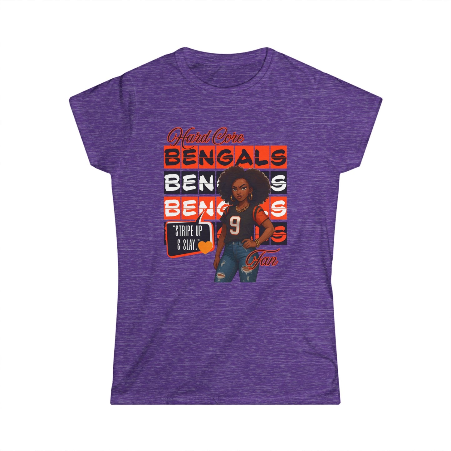 Hardcore Bengals Fan Women's Softstyle Tee, Game Day Shirt, Sports Apparel, Gift for Football Fans, Team Spirit Wear