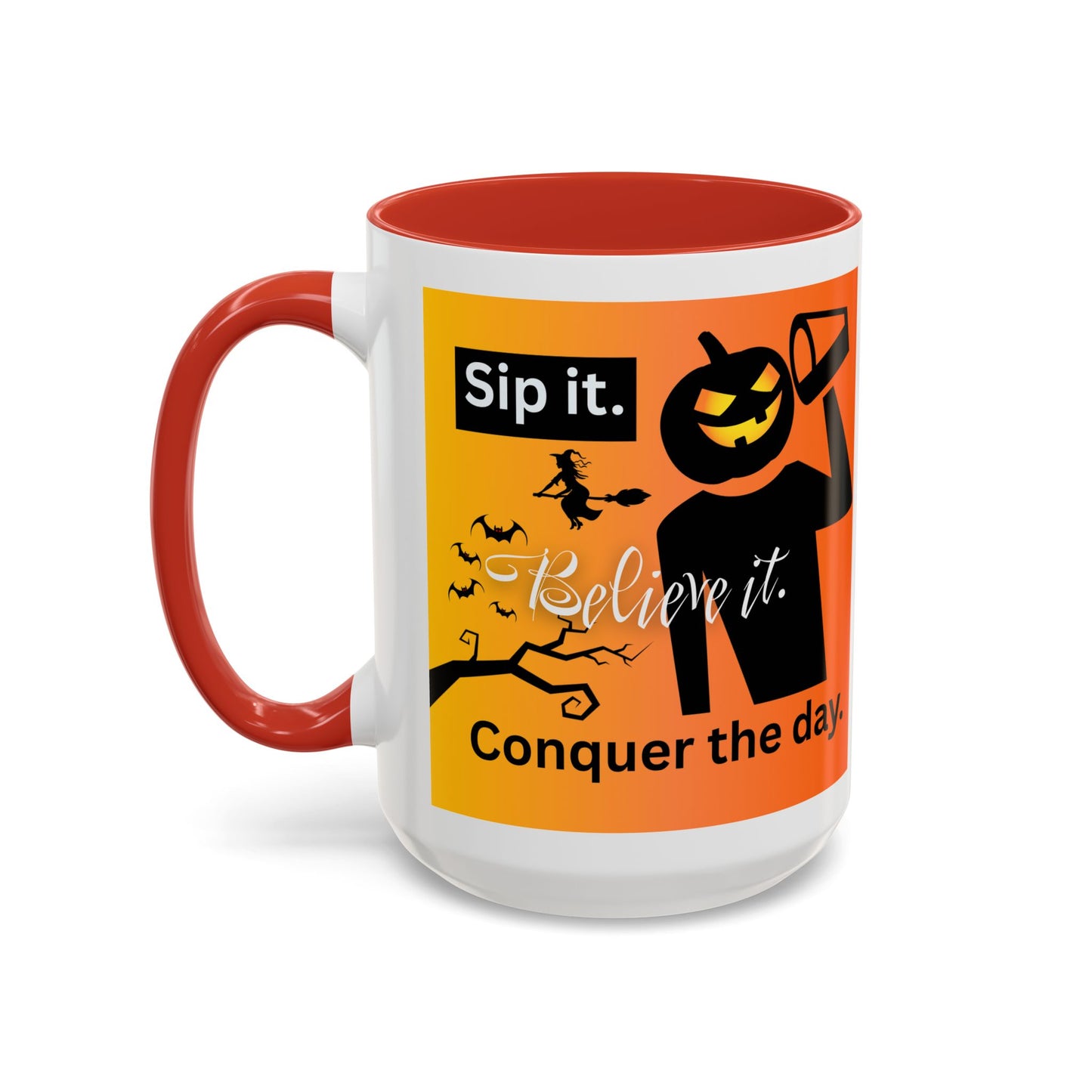 Halloween-Themed Coffee Mug, Sip It Believe It Conquer the Day, Fall Decor, Gift for Pumpkin Lovers, Autumn Kitchenware
