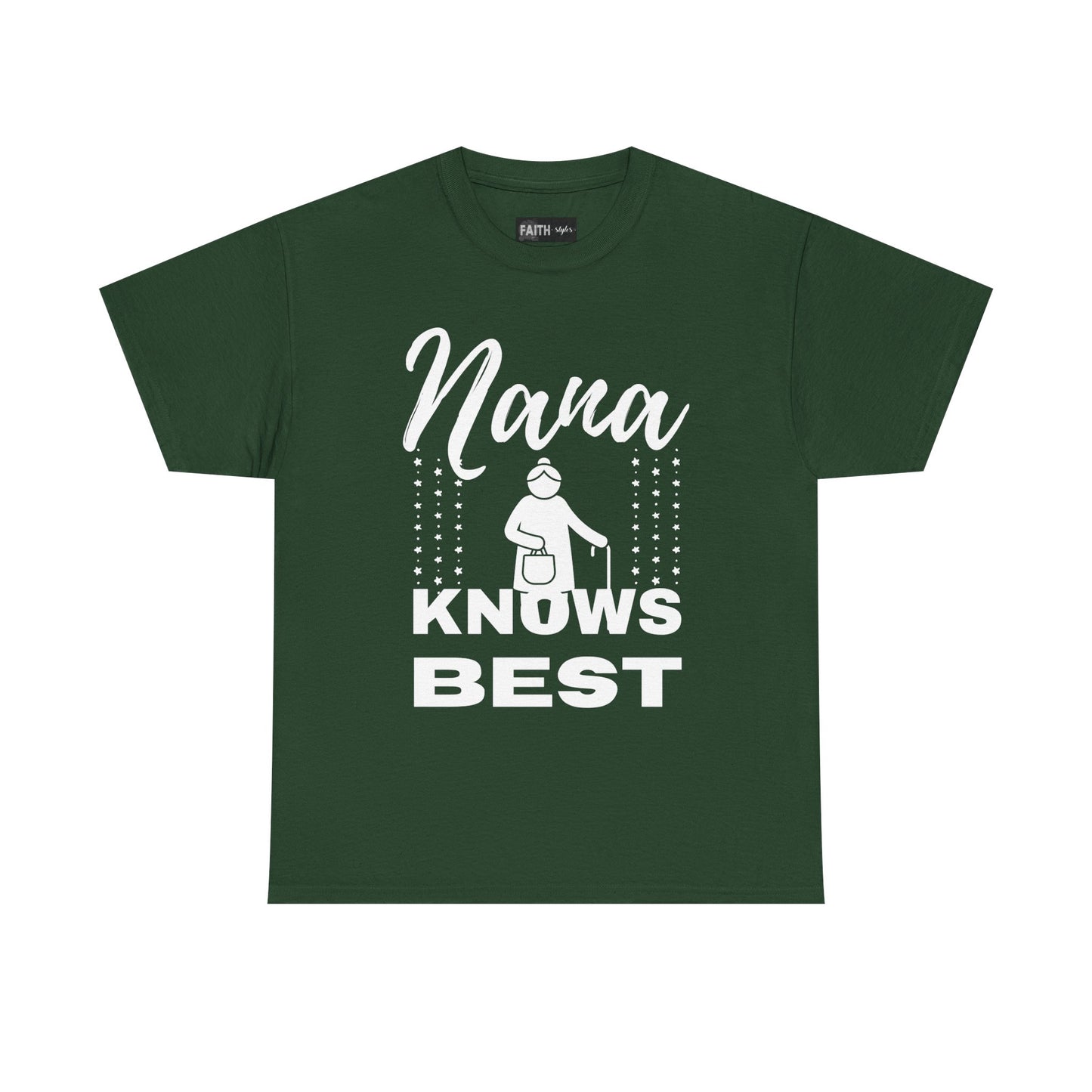 Unisex Heavy Cotton Tee - Nana Knows Best, Gift for Grandma, Family Reunion, Mother's Day, Casual Everyday Wear