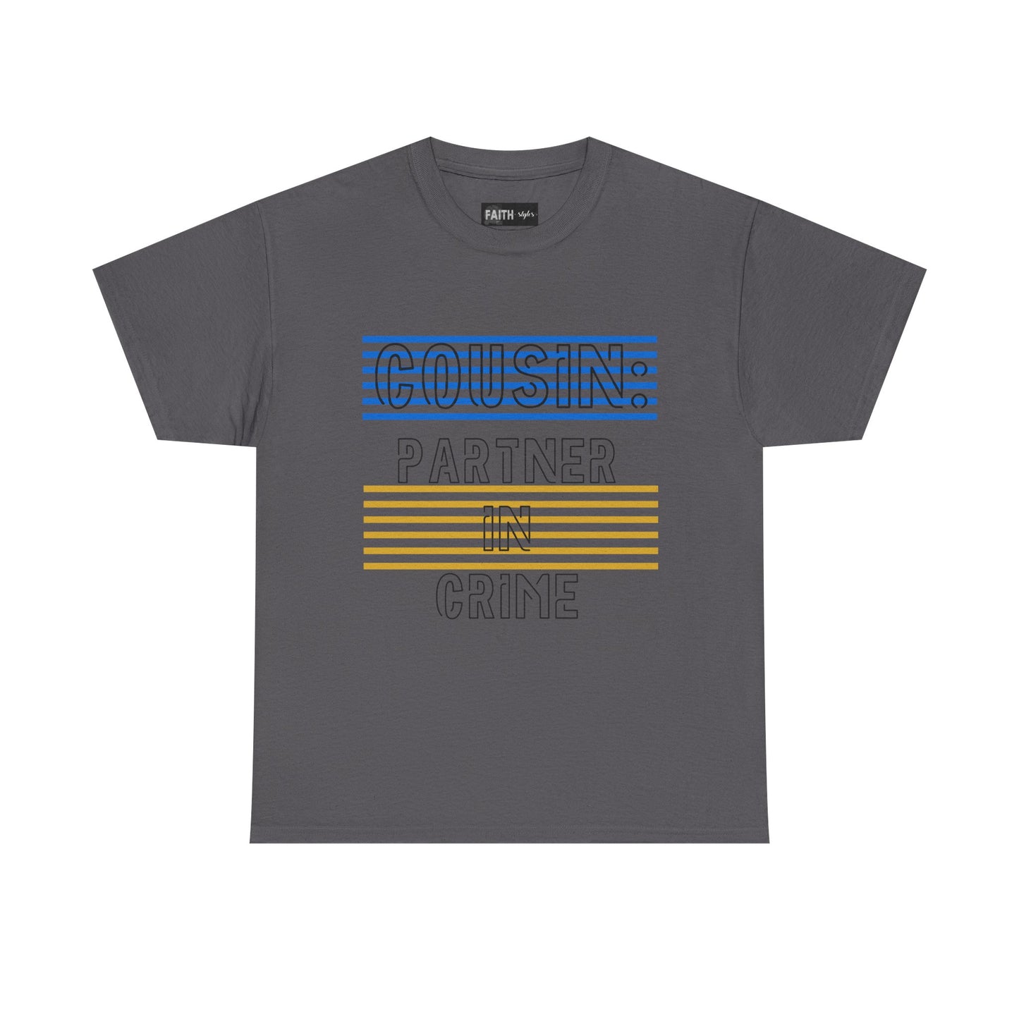 Cousins Partner in Crime Tee | Unisex Heavy Cotton T-Shirt for Family Gatherings, Cousin's Day, Gift for Cousins, Comfortable Casual Wear