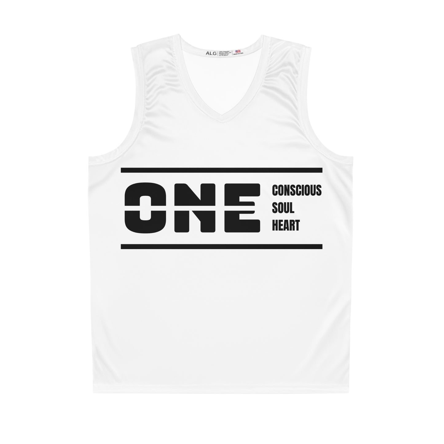 One Love Basketball Jersey, Sports Apparel, Gym Wear, Gift for Athletes, AOP Activewear, Conscious Soul Heart Top