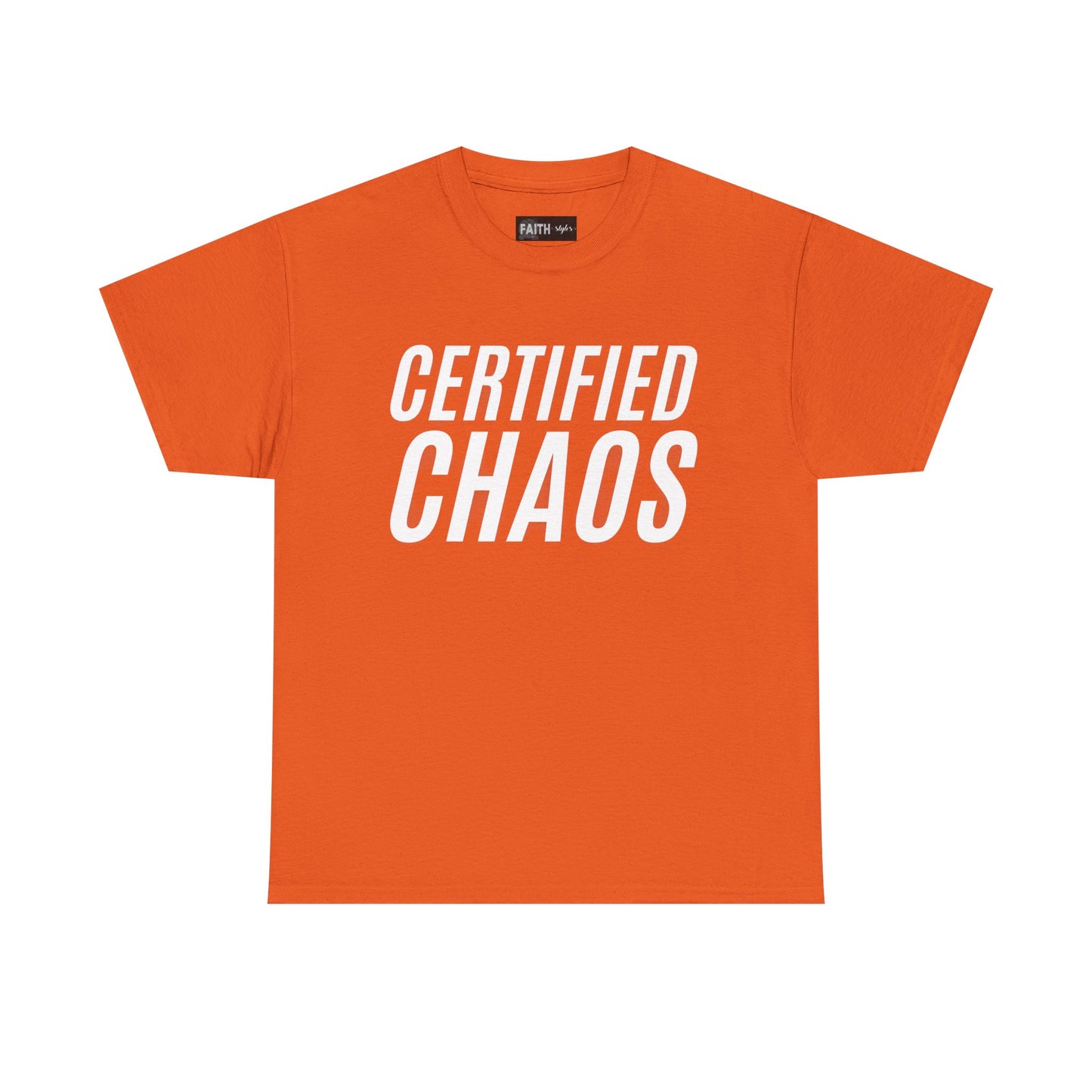 Certified Chaos Unisex Heavy Cotton Tee, Casual Tee, Graphic Tee, Trendy T-Shirt, Gift for Friends, Everyday Wear