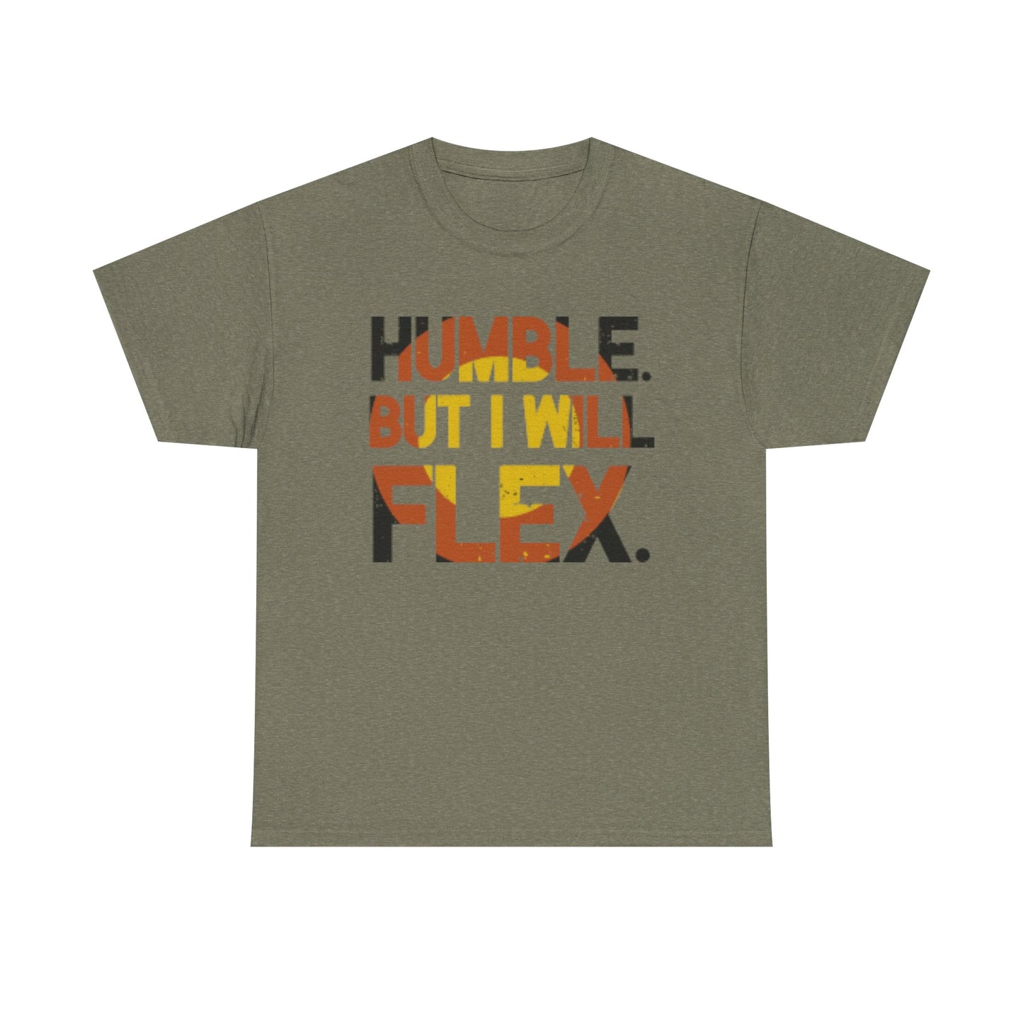 Male Heavy Cotton Tee - 'Humble. But I Will Flex.' Motivational Shirt, Gift for Fitness Lovers, Casual Top, Birthday Gift, Gym Wear
