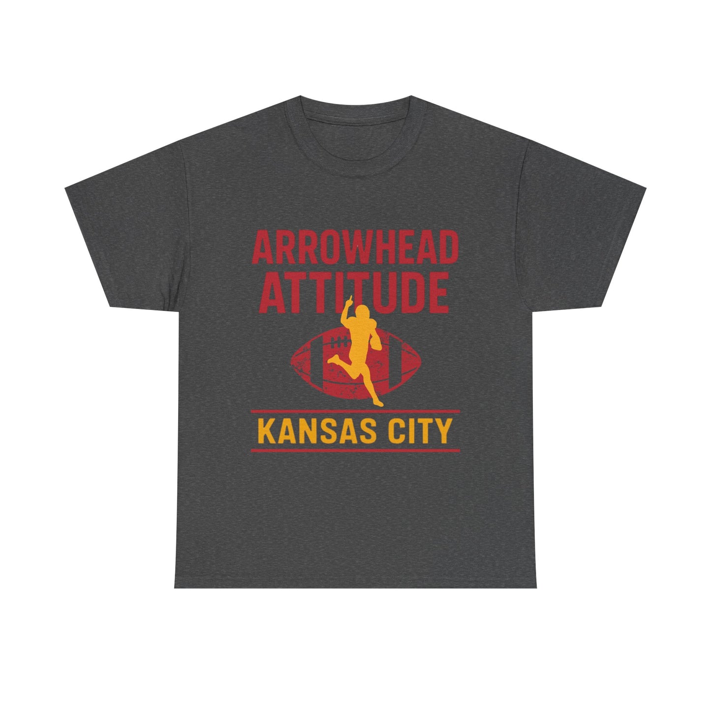 Male Heavy Cotton Tee, Arrowhead Attitude, Football Tee