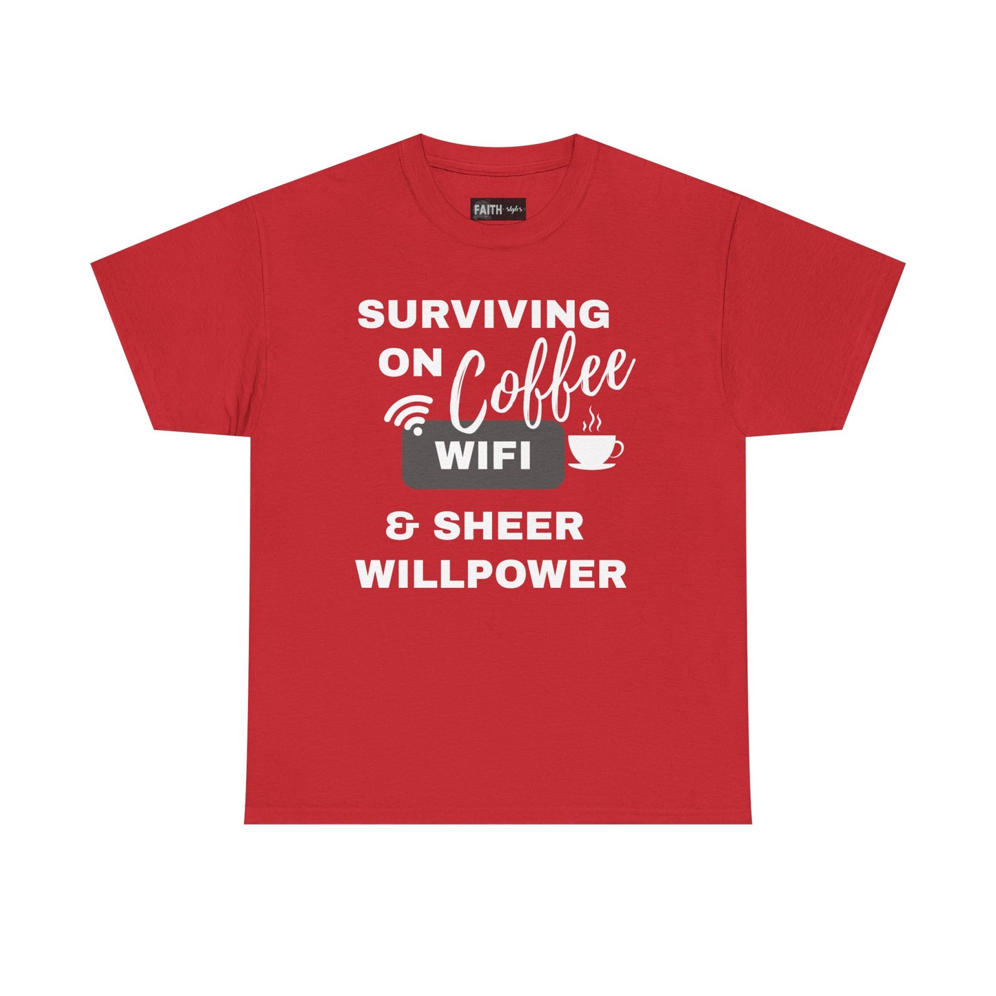 Surviving on Coffee Tee - Unisex Heavy Cotton Shirt, Funny Gift for Coffee Lovers, Perfect for Everyday Wear, Birthday & Holidays
