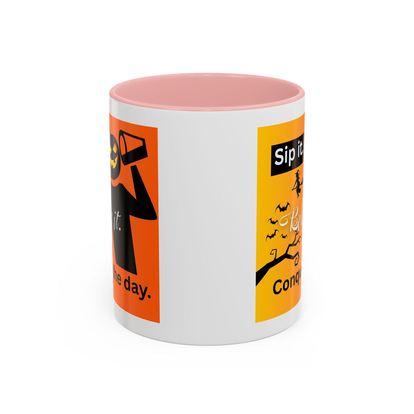FaithStyles Halloween-Themed Coffee Mug, Sip It Believe It Conquer the Day, Fall Decor, Gift for Pumpkin Lovers, Autumn Kitchenware