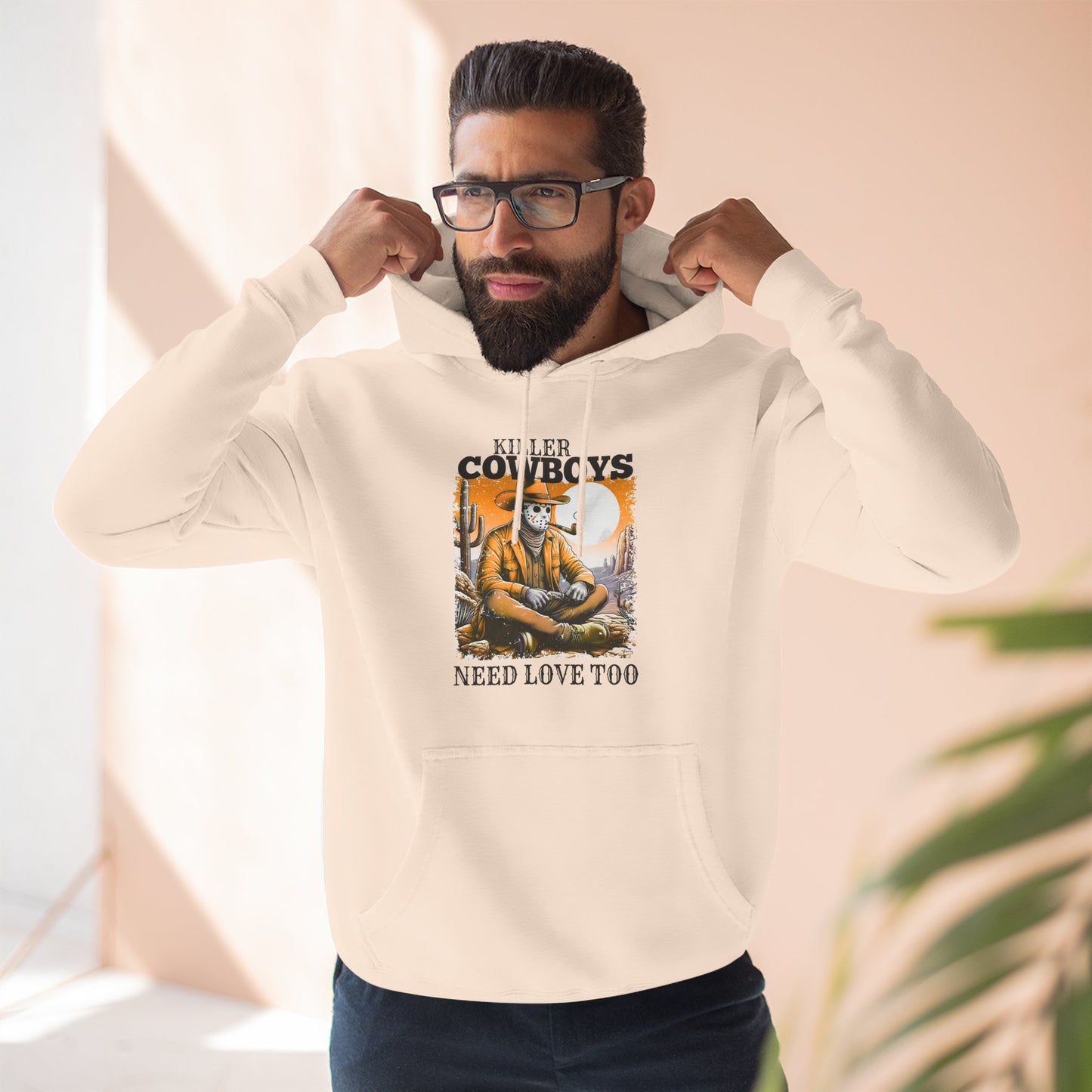 Three-Panel Fleece Hoodie-Front & Back Images