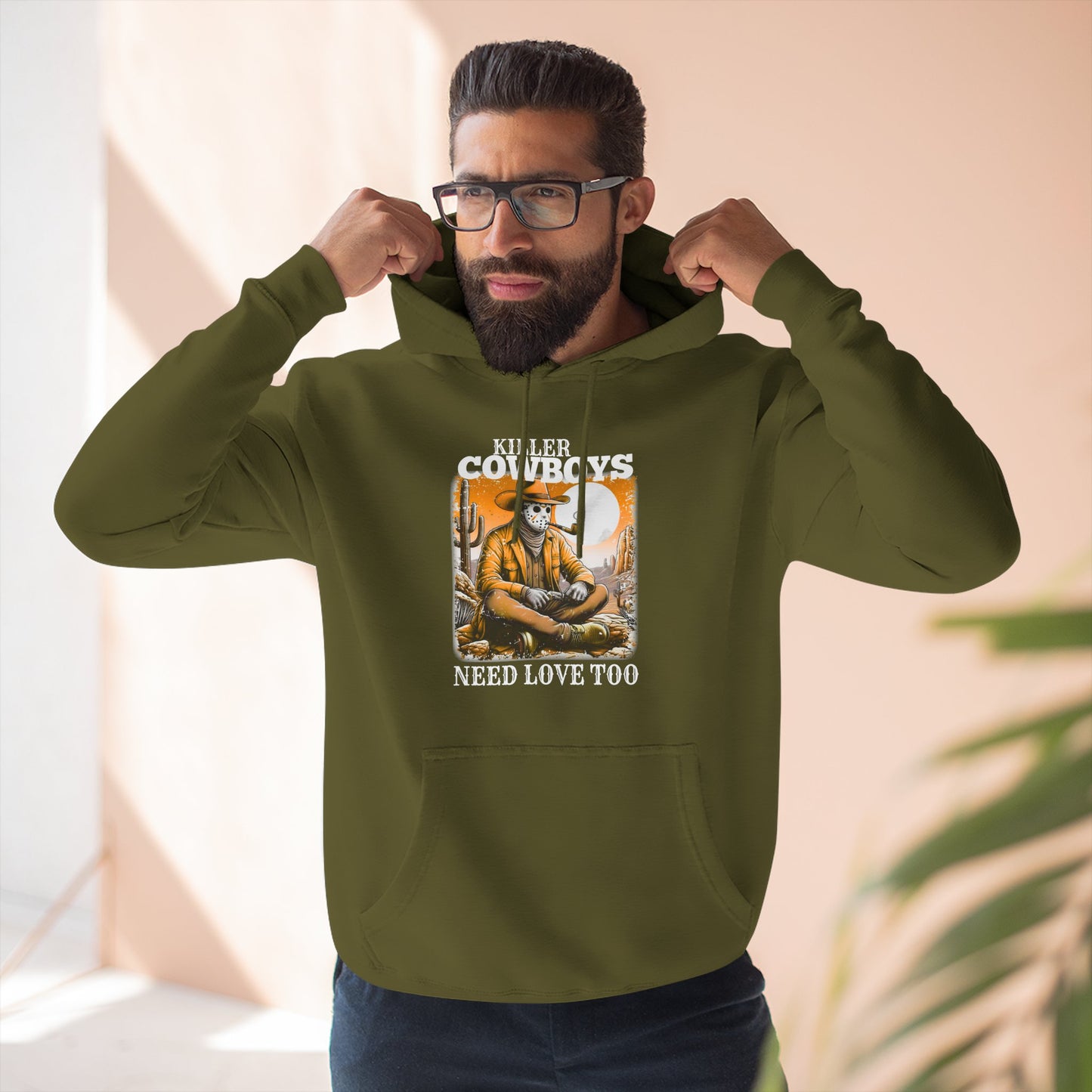 Three-Panel Fleece Hoodie-Front & Back Images