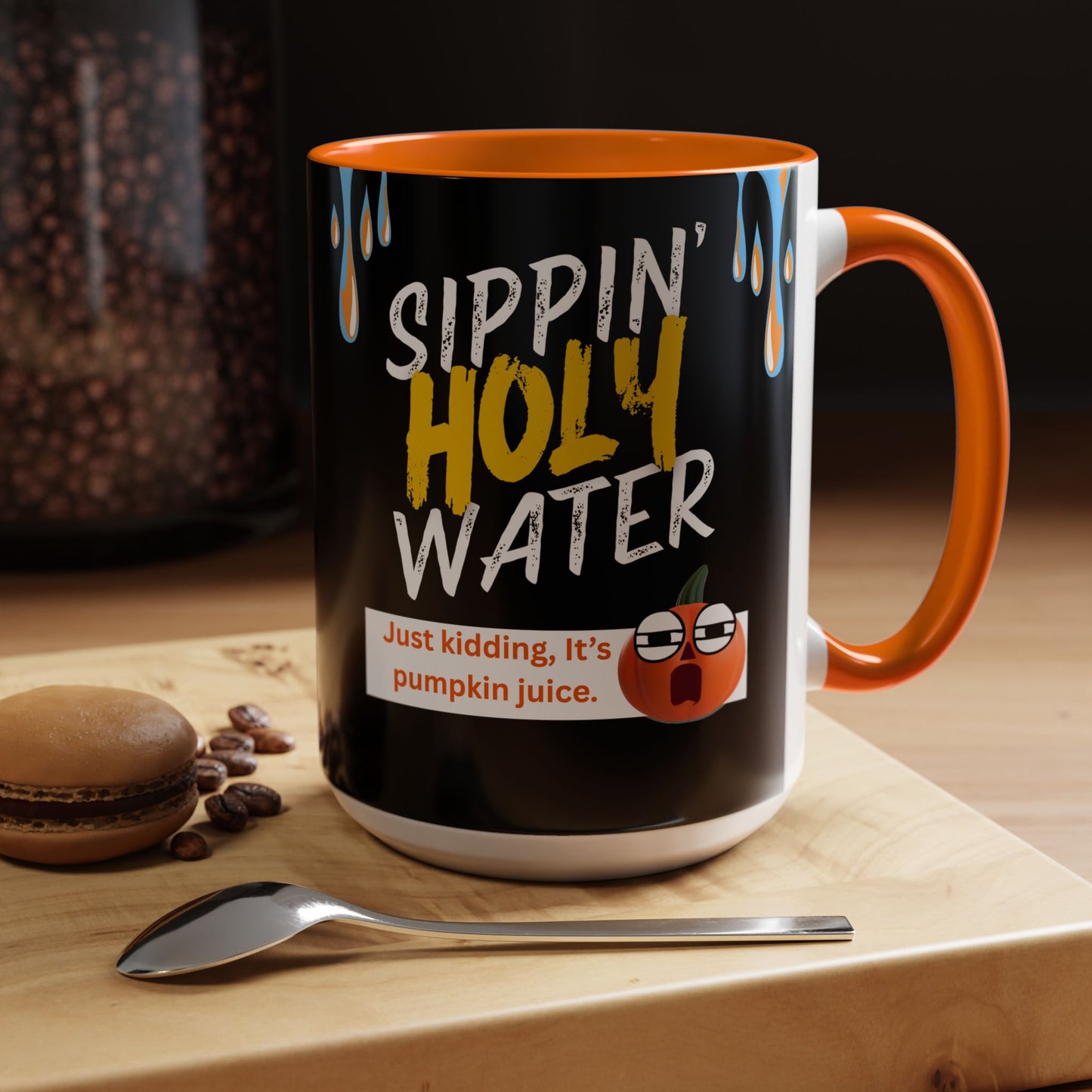 Sippin' Holy Water Coffee Mug, Funny Pumpkin Juice Mug, Halloween Coffee Cup, Unique Gift for Fall, Cute Office Mug, Quirky Kitchenware