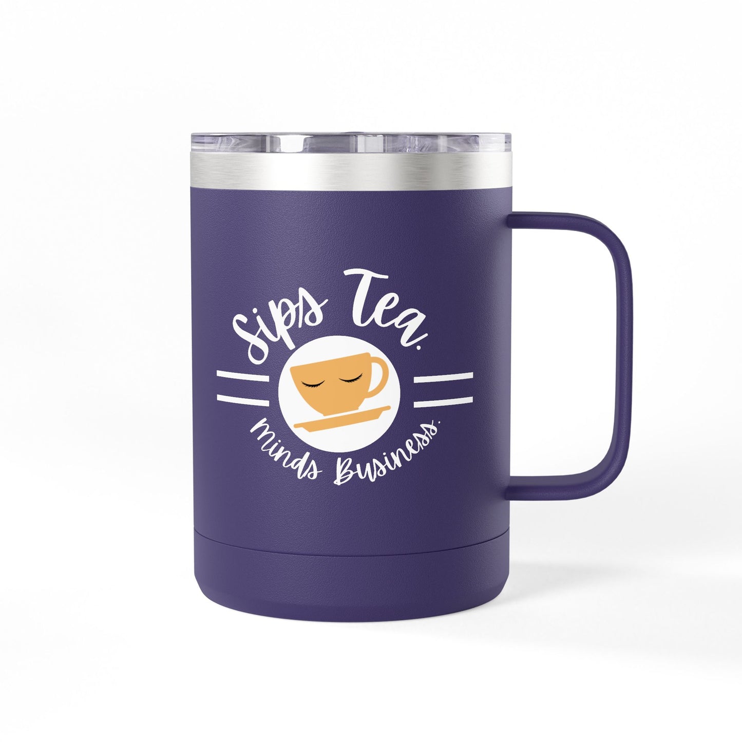 Coffee Lover's Tumbler with Sips Tea Design, Insulated Mug for Home, Travel, Gift for Coffee & Tea Lovers, Birthday, Office, Everyday Use