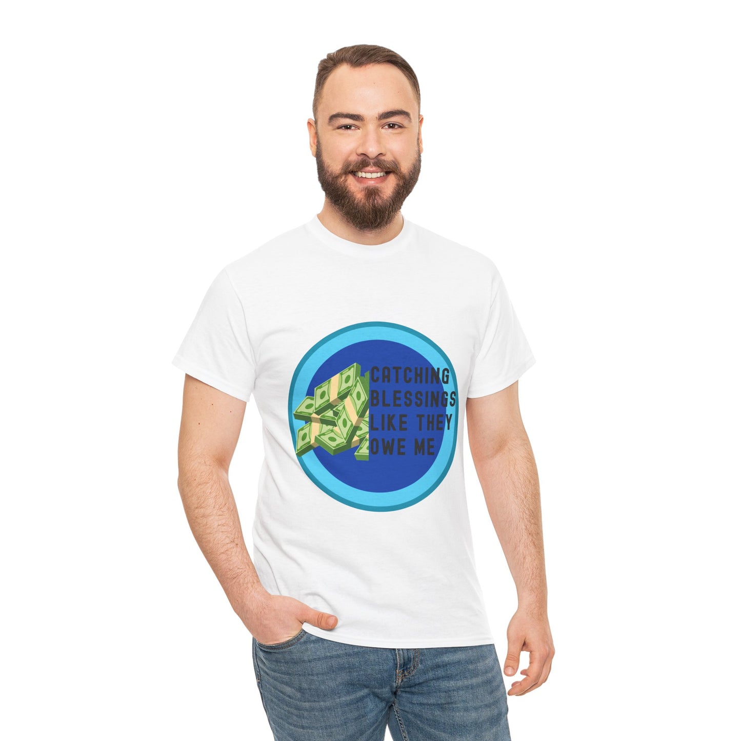 Catching Blessings Unisex Heavy Cotton Tee - Motivational Graphic T-Shirt