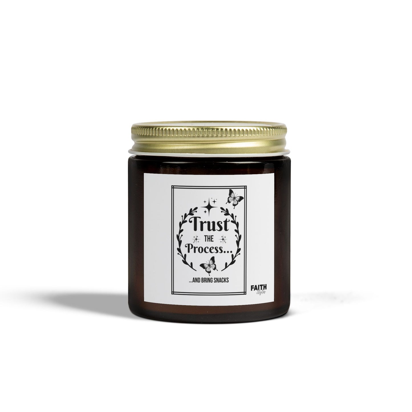 FaithStyles "TRUST THE PROCESS" Scented Wax Candles, Coconut Apricot Wax (4oz, 9oz)