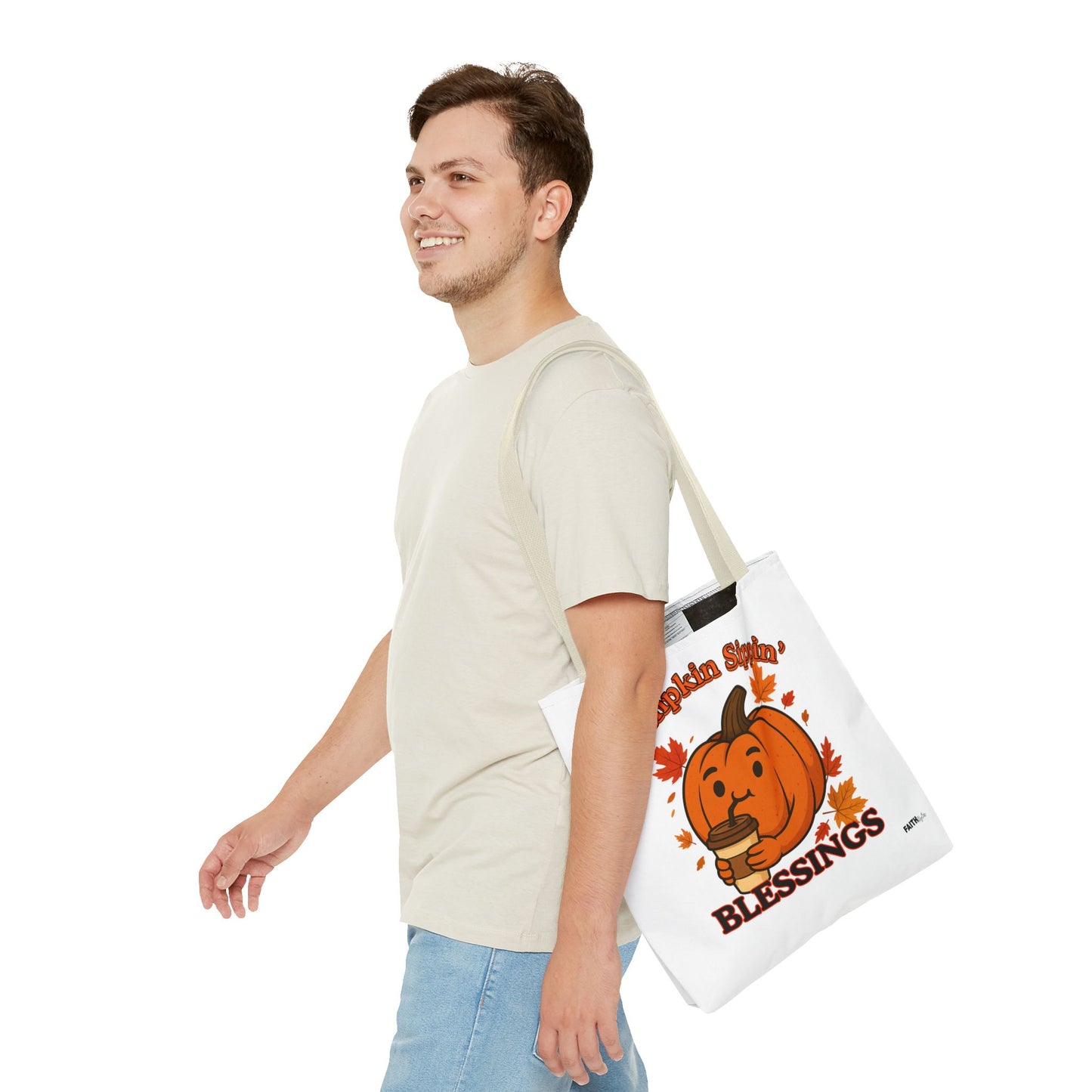 FaithStyles Autumn Pumpkin Blessings Tote Bag | Fall Bag, Cute Tote, Gift for Her, Thanksgiving, Coffee Lovers, Halloween Decor