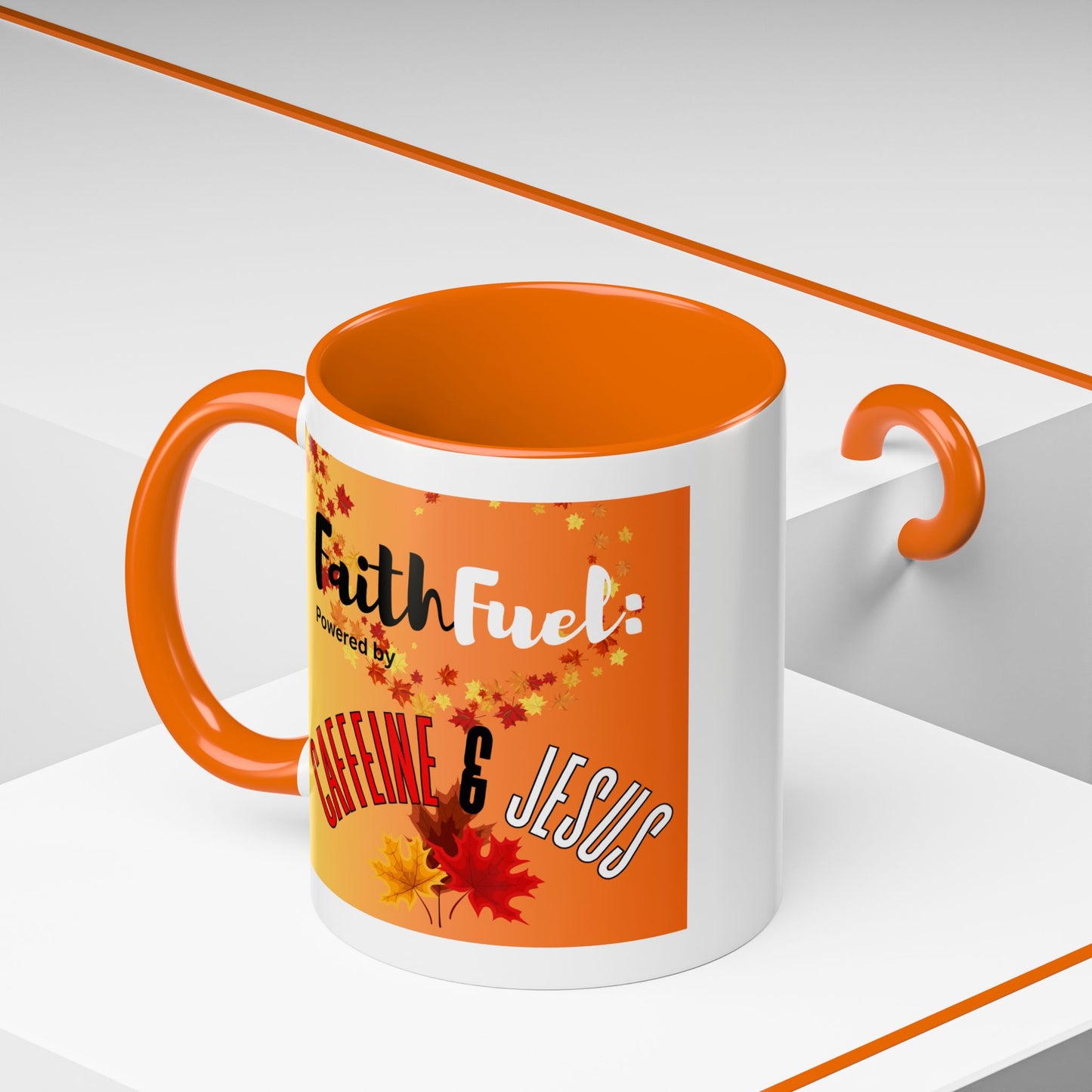FaithFuel Caffeine & Jesus Mug - Fall Coffee Cup, Inspirational Gift, Autumn Decor, Home Office Supplies, Religious Mug
