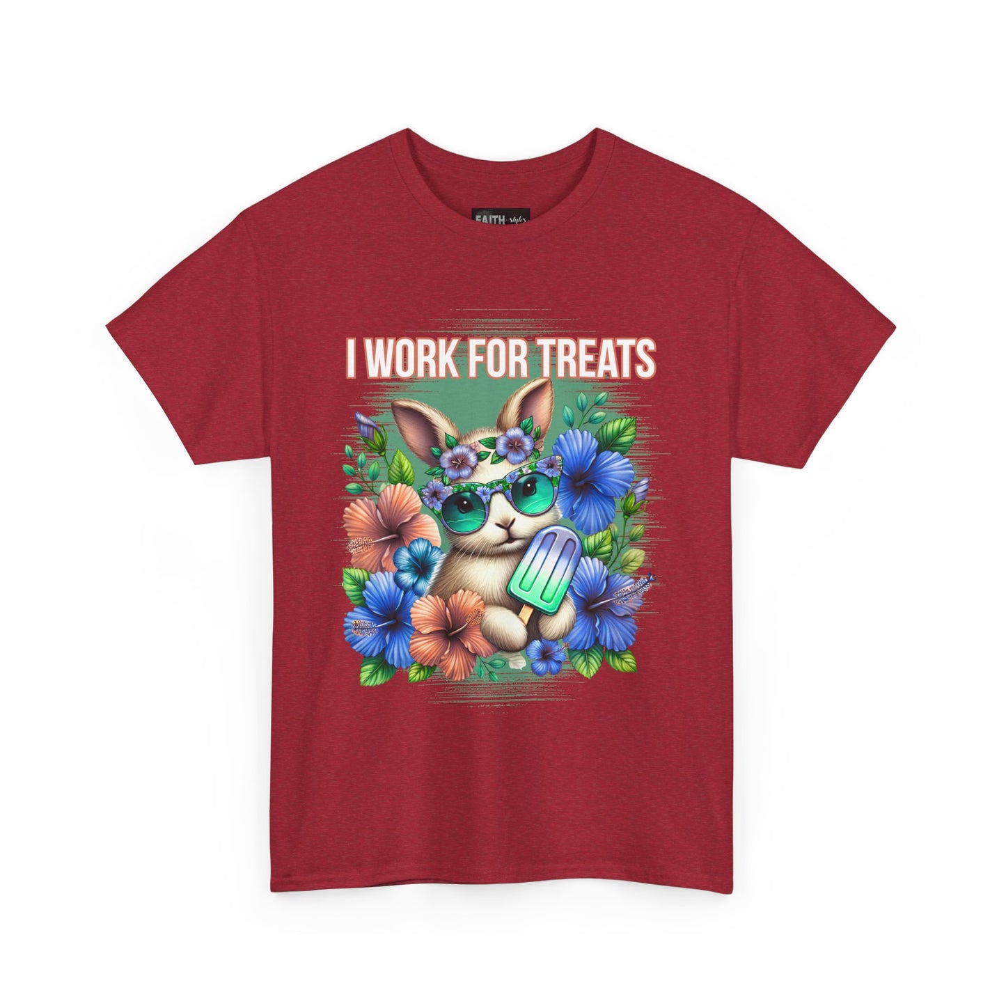 Cute Bunny Graphic Tee for Treat Lovers, Summer Fun Shirt, Animal Lover Gift, Cute Gift for Her, Floral T-Shirt