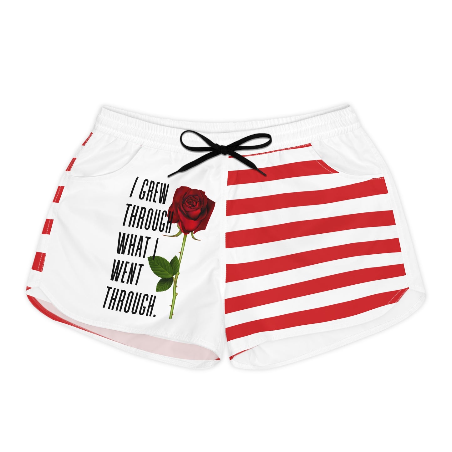 Inspirational Women's Casual Shorts with Rose Design, Motivational Summer Shorts, Beachwear, Gift for Her, Trendy Loungewear