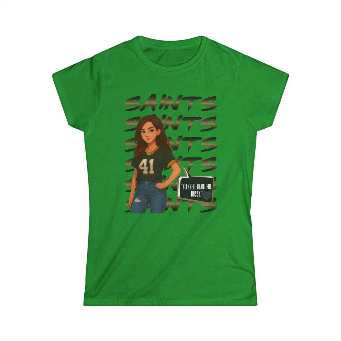 Stylish Women's Saints Tee, Casualwear, Game Day Shirt, Sports Fan Shirt, Cute Graphic Tee, Gift for Her