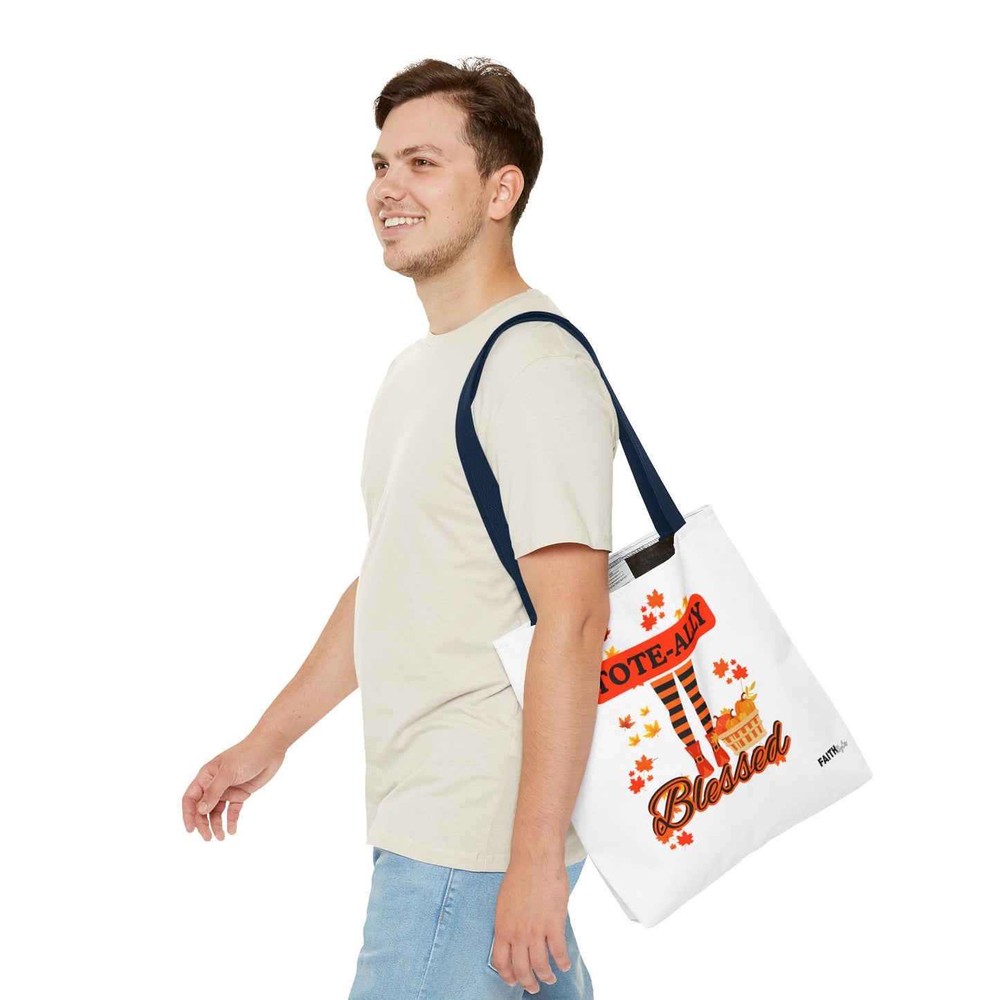 FaithStyles Blessed Holiday Tote Bag, Autumn Tote, Fall Accessories, Gift for Her, Seasonal Shopping Bag, Cute Grocery Bag