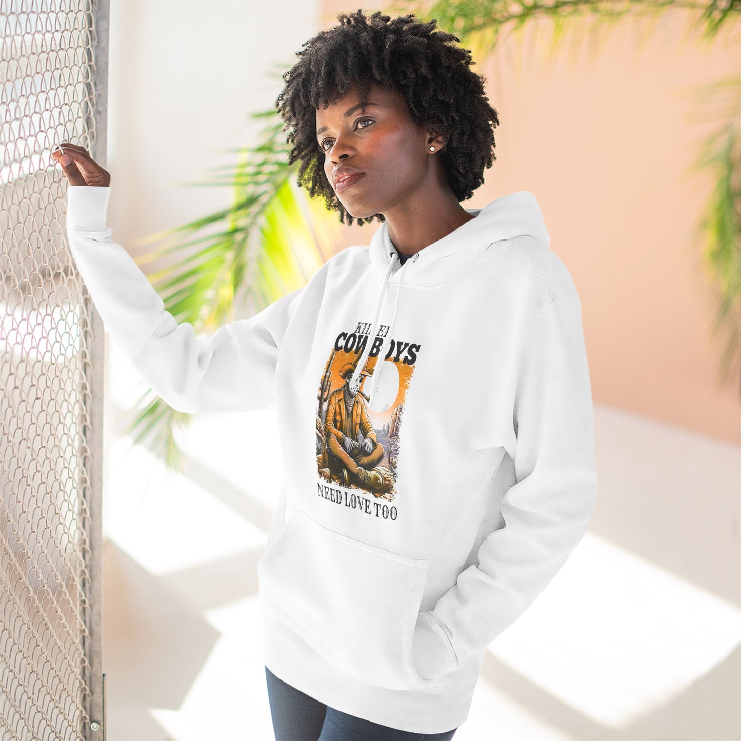Three-Panel Fleece Hoodie-Front & Back Images